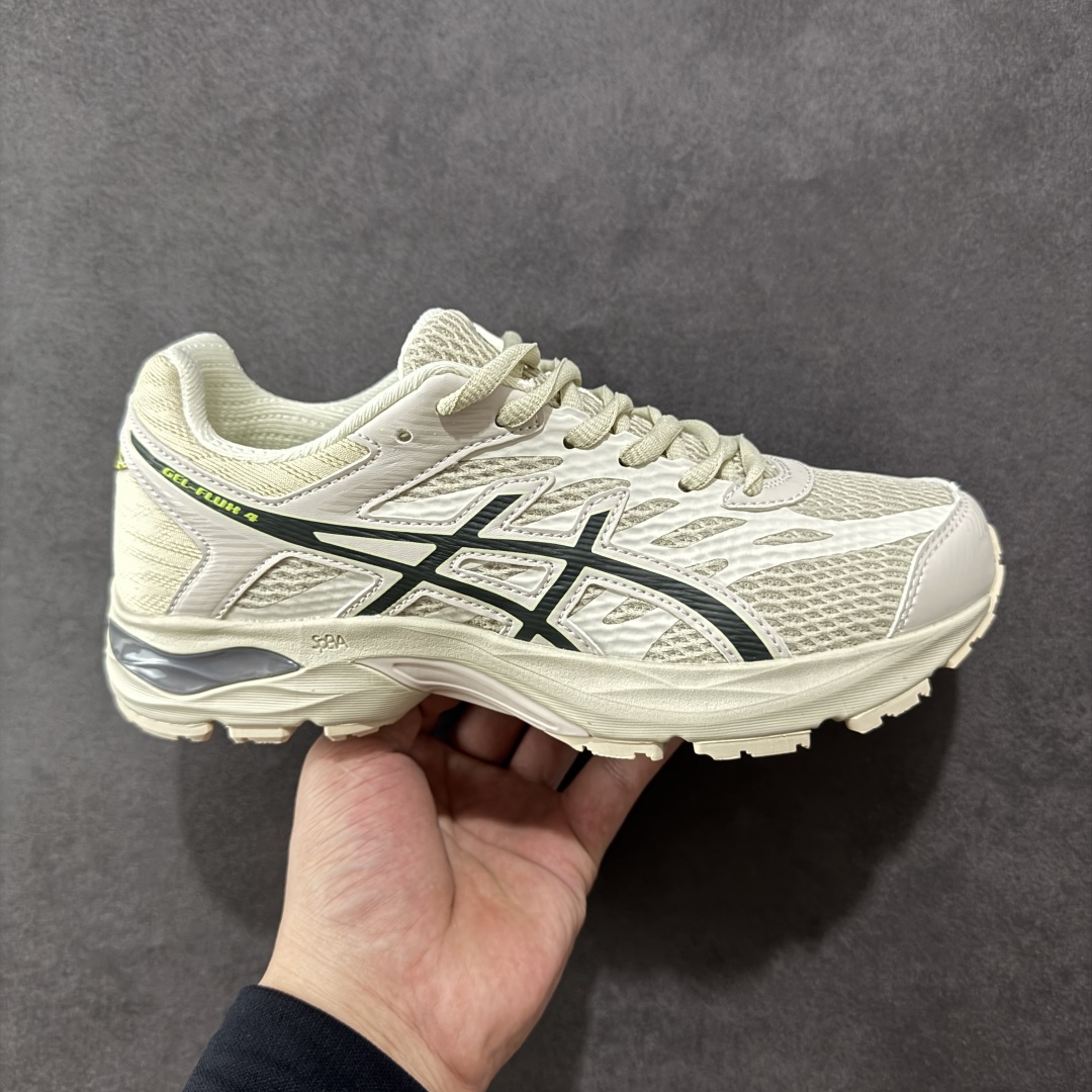 1 K8版本Asics 亚瑟士GEL-FLUX 4代 系列低帮城市休闲运动跑步鞋 “米白深蓝” 1011A614-202