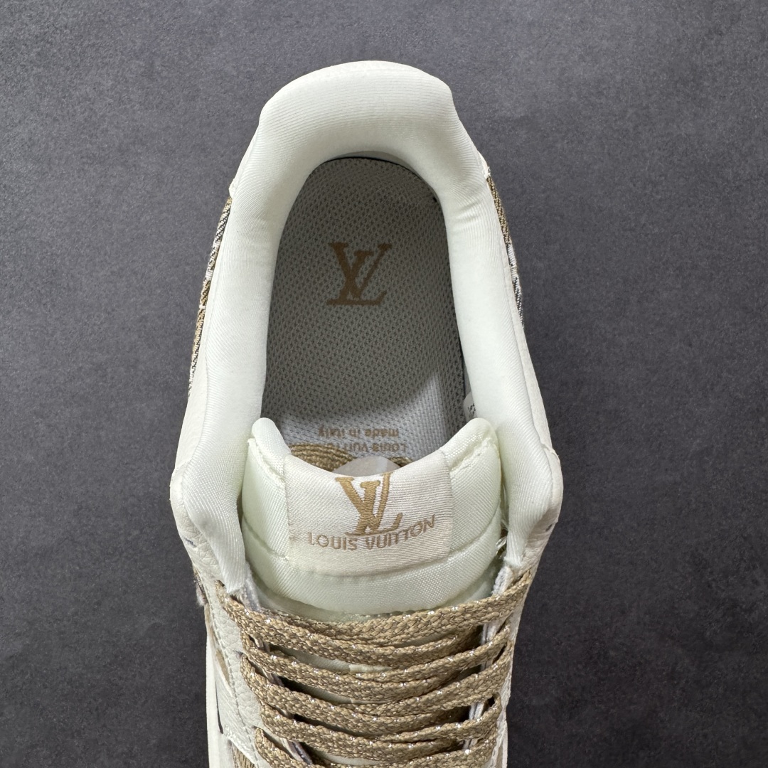 定制版Louis Vuitton x Nike Air Force 1 Low 路易威登LV x 耐克 空军一号 低帮 白黄帆布 DK0798-002