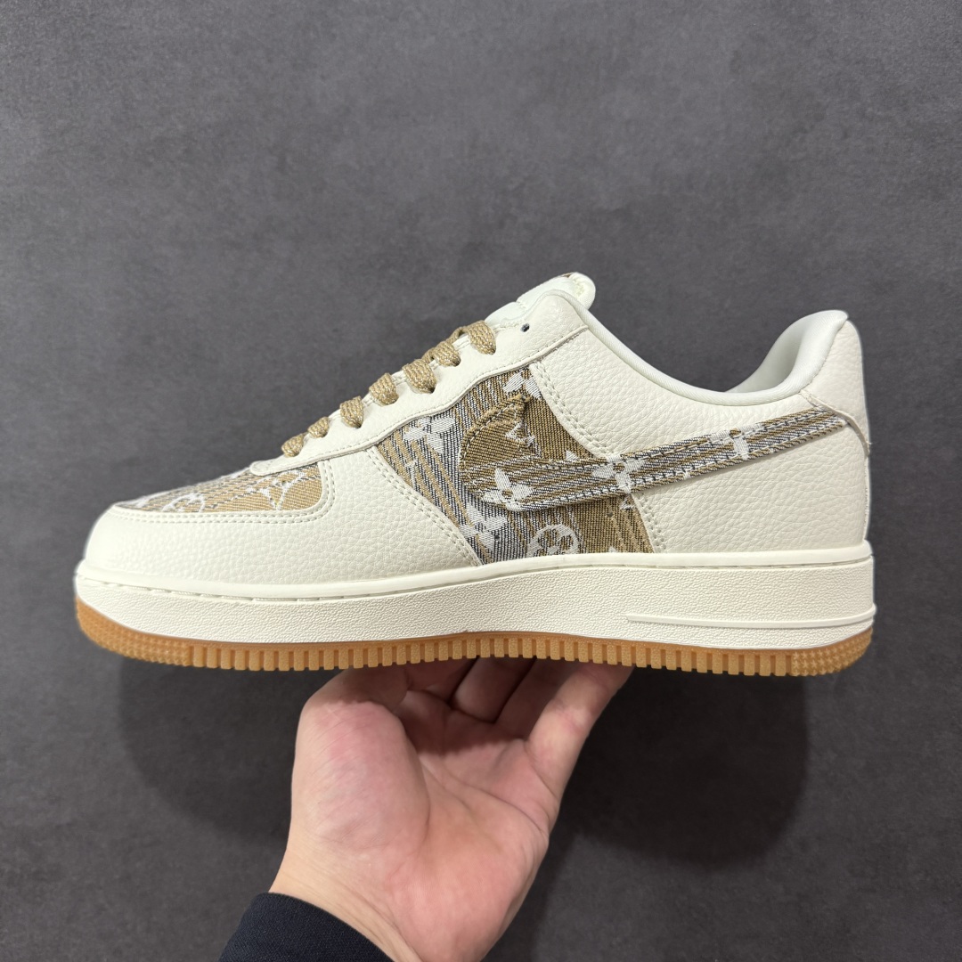 定制版Louis Vuitton x Nike Air Force 1 Low 路易威登LV x 耐克 空军一号 低帮 白黄帆布 DK0798-002