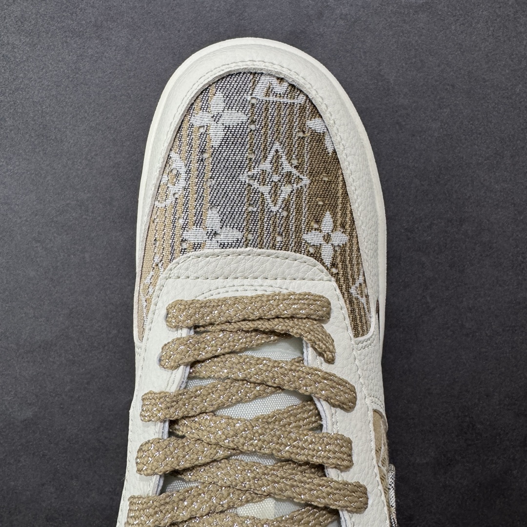 定制版Louis Vuitton x Nike Air Force 1 Low 路易威登LV x 耐克 空军一号 低帮 白黄帆布 DK0798-002