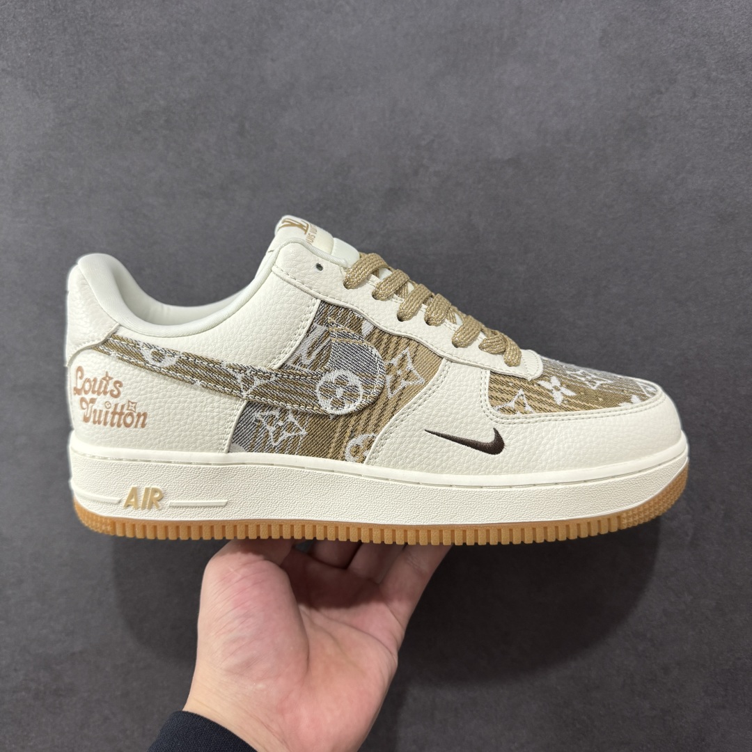 定制版Louis Vuitton x Nike Air Force 1 Low 路易威登LV x 耐克 空军一号 低帮 白黄帆布 DK0798-002