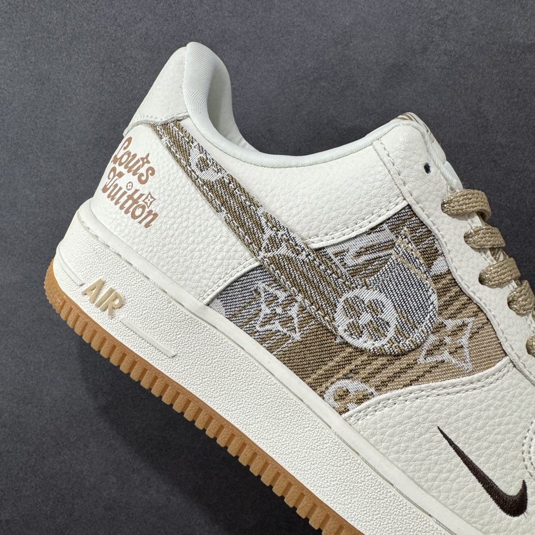 定制版Louis Vuitton x Nike Air Force 1 Low 路易威登LV x 耐克 空军一号 低帮 白黄帆布 DK0798-002