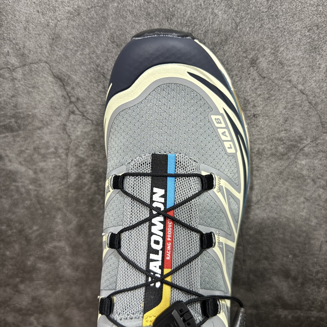 图片[5]-【PZ纯原】SALOMON XT-6 萨洛蒙潮流越野机能户外功能鞋 迷雾蓝 414551 全新版本出货 好货不怕晚 品质 细节 材料都是肉眼可以见！ 售前售后也是其它工厂无法匹敌！ 纯原外贸平台特供订单 耗时半年巨作 全套原纸板楦头开发 原厂特供网布配套加持 确保原汁原味 完美呈现版型 原档数据独家私模五层组合大底 原装Ortholite轻量化鞋垫 中底布带钢印编号 原厂TPU锁扣 进口港宝加持 后跟自然饱满 还原公司包裹性 鞋面以“锯齿”状的包裹系统呈现 在基色底之下加入了各种色点缀 将公司的最新技术和时尚前卫的造型融入耐用的长跑款式中 鞋面由 TPU 薄膜制成 并焊接在高耐磨网眼上 使其既时尚又坚固 由 ACS底盘支撑 可增强稳定性和支撑力 以及由橡胶凸耳 Contragrip外底覆盖的 EVA 缓冲中底 旨在应对崎岖的地形 鞋舌上的彩色Salomon 标签、Quicklace 系统以及鞋头、鞋舌和鞋跟上的附加品牌使细节更加完美 让穿着者可以轻松驾驭户外与通勤下的任何运动生活场景 无缝鞋身户外随意纵横 颜值与脚感兼备 出街通勤 绝对非常吸睛 你值得拥有 尺码：36 36.5 37.5 38 38.5 39 40 40.5 41 42 42.5 43 44 44.5 45-选品中心