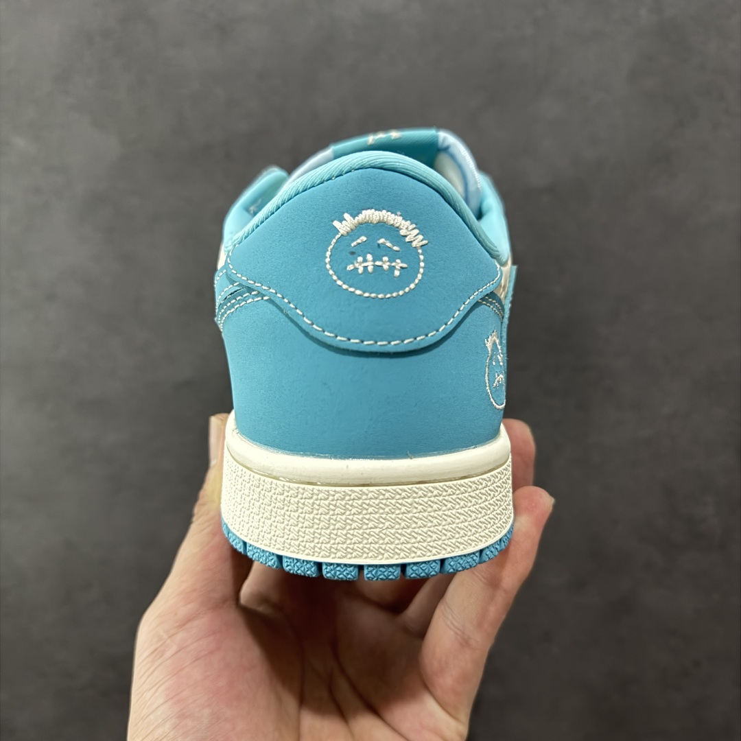 定制版Travis Scott x Fragment Design x Air Jordan 1 Low OG SP AJ1 乔1 LV联名 浅天蓝 低帮文化休闲板鞋  LD2025-034