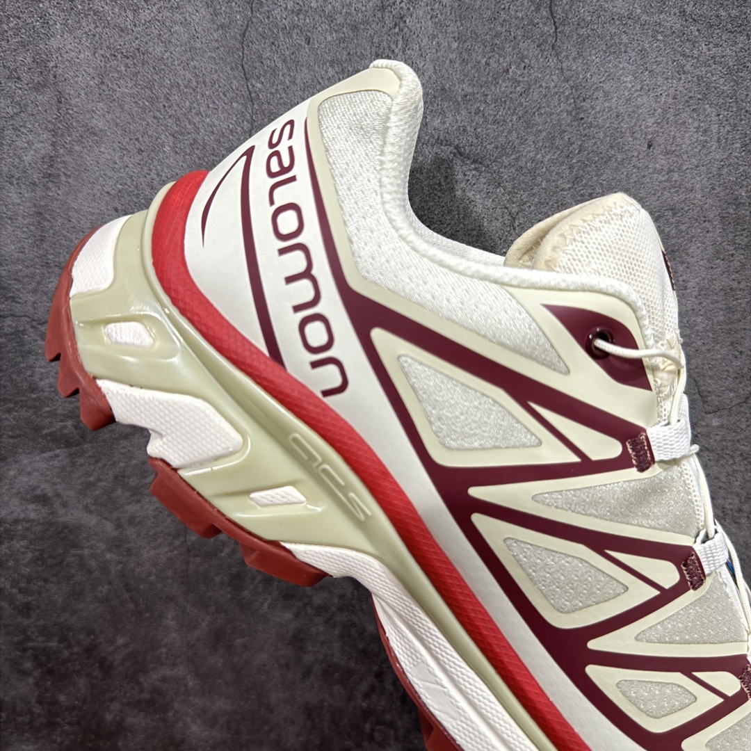 图片[7]-【巅峰版】 Salomon XT-6 米棕白色 萨洛蒙复古潮流户外机能登山跑鞋 475823 纯原外贸平台特供订单 耗时半年巨作 全套原纸板楦头开发 原厂特供网布配套加持 确保原汁原味 完美呈现版型 原档数据独家私模五层组合大底 原装Ortholite轻量化鞋垫 中底布带钢印编号 原厂TPU锁扣 进口港宝加持 后跟自然饱满 还原公司包裹性 鞋面以“锯齿”状的包裹系统呈现 在基色底之下加入了各种色点缀 将公司的最新技术和时尚前卫的造型融入耐用的长跑款式中 鞋面由 TPU 薄膜制成 并焊接在高耐磨网眼上 使其既时尚又坚固 由 ACS底盘支撑 可增强稳定性和支撑力 以及由橡胶凸耳 Contragrip外底覆盖的 EVA 缓冲中底 旨在应对崎岖的地形 鞋舌上的彩色Salomon 标签、Quicklace 系统以及鞋头、鞋舌和鞋跟上的附加品牌使细节更加完美 让穿着者可以轻松驾驭户外与通勤下的任何运动生活场景 无缝鞋身户外随意纵横 颜值与脚感兼备 出街通勤 绝对非常吸睛 你值得拥有 尺码：36 36.5 37.5 38 38.5 39 40 40.5 41 42 42.5 43 44 44.5 45-选品中心
