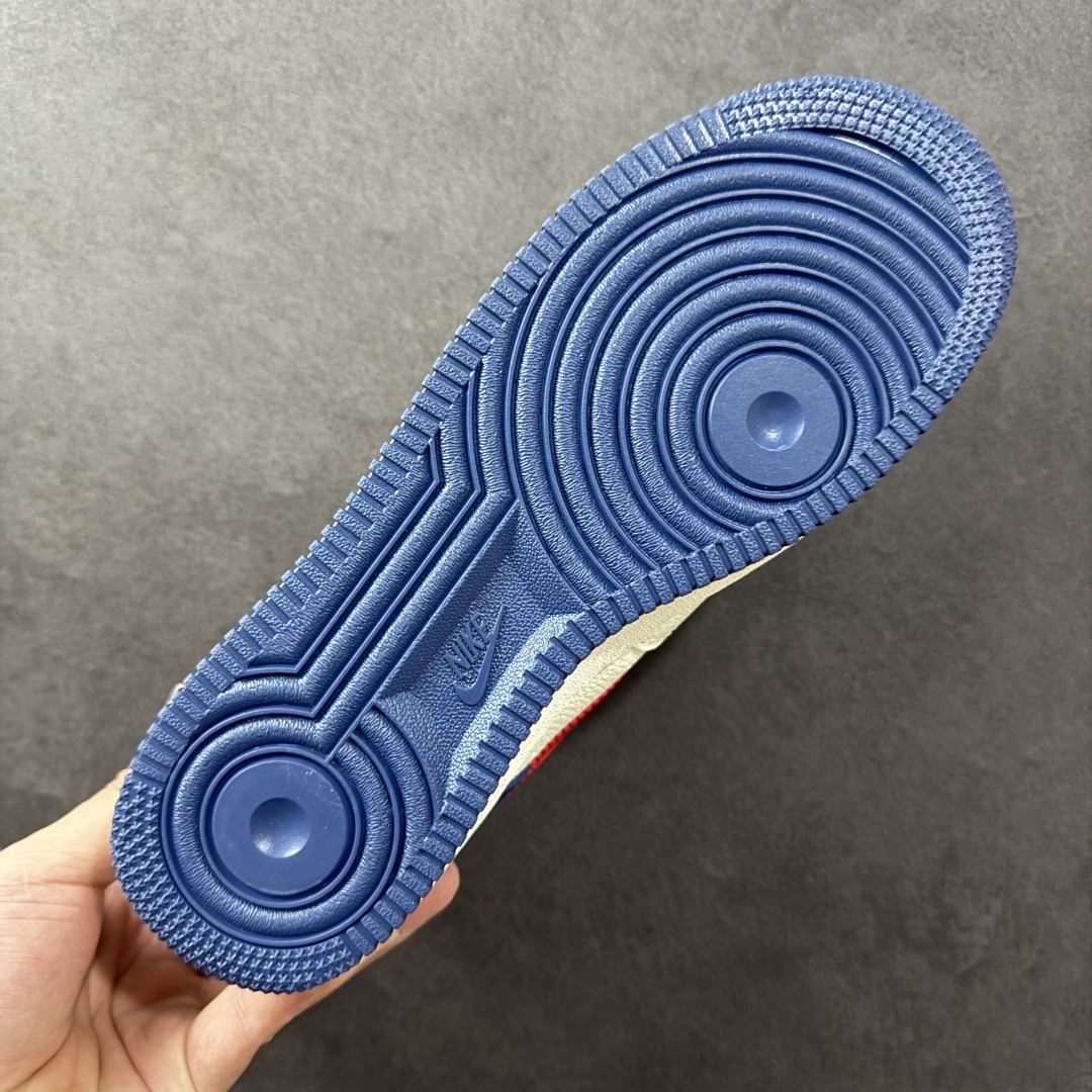  
【定制版】Nike Air Force 1'07 Low 斯图西联名 米蓝红针织勾 空军一号定制休闲