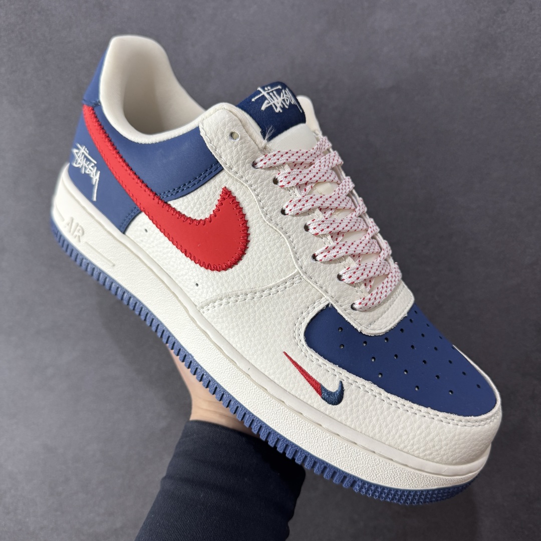  
【定制版】Nike Air Force 1'07 Low 斯图西联名 米蓝红针织勾 空军一号定制休闲