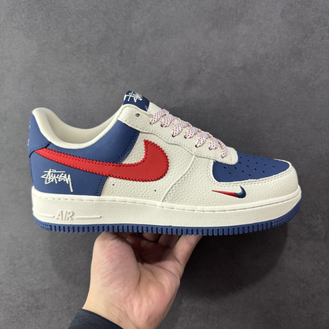  
【定制版】Nike Air Force 1'07 Low 斯图西联名 米蓝红针织勾 空军一号定制休闲