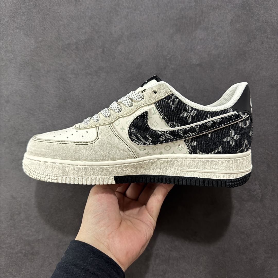 定制版Nike Air Force 1'07 Low LV联名 猪八牛仔米黑 空军一号定制休闲板鞋  MZ9588-803