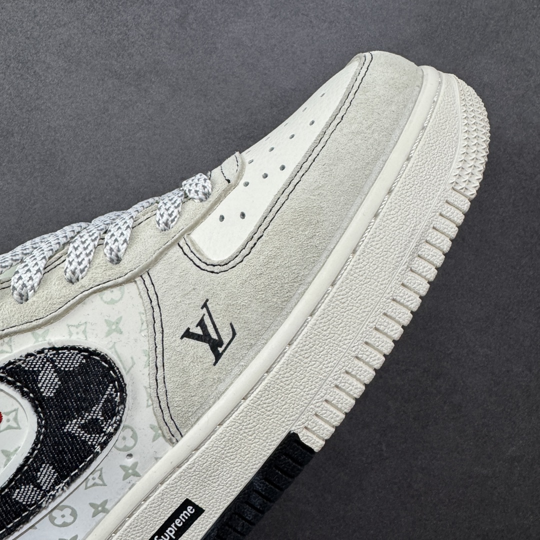 定制版Nike Air Force 1'07 Low LV联名 猪八牛仔米黑 空军一号定制休闲板鞋  MZ9588-803