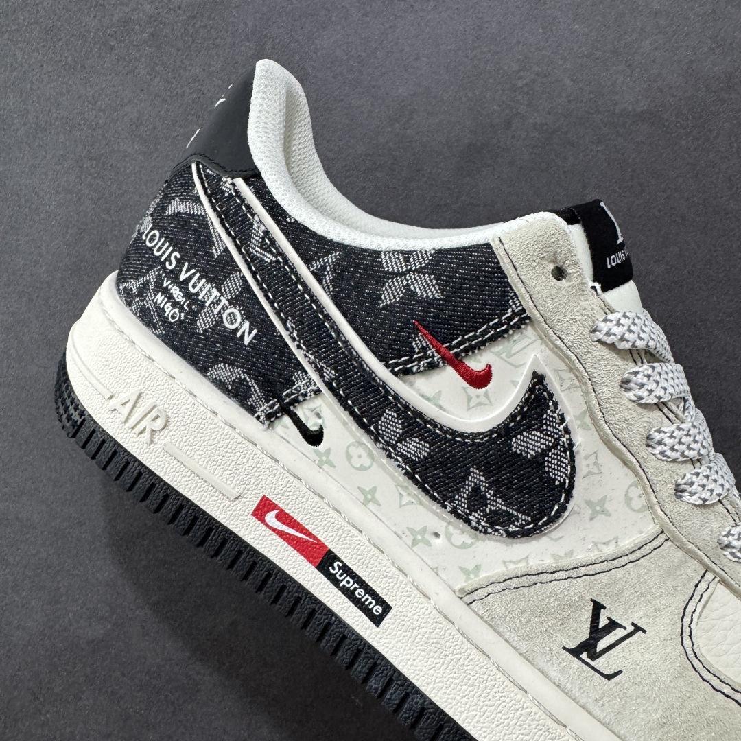 定制版Nike Air Force 1'07 Low LV联名 猪八牛仔米黑 空军一号定制休闲板鞋  MZ9588-803