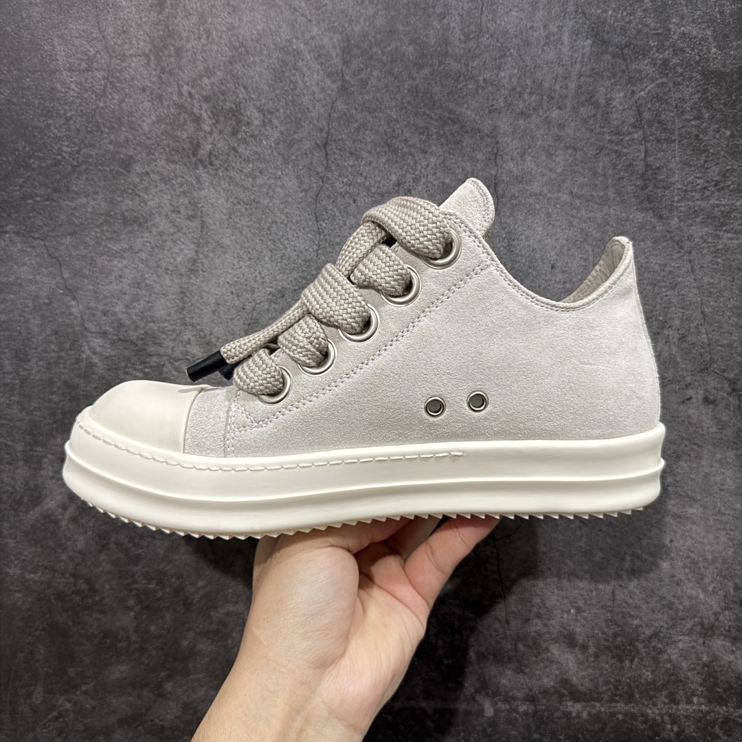 莞产G版Rickowens 瑞克 欧文斯 RO低帮麂皮粗绑带高街休闲板鞋