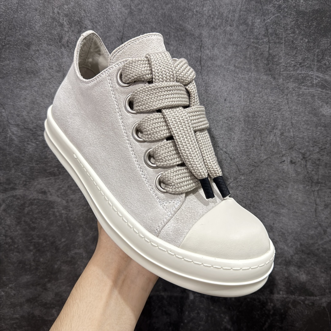 莞产G版Rickowens 瑞克 欧文斯 RO低帮麂皮粗绑带高街休闲板鞋