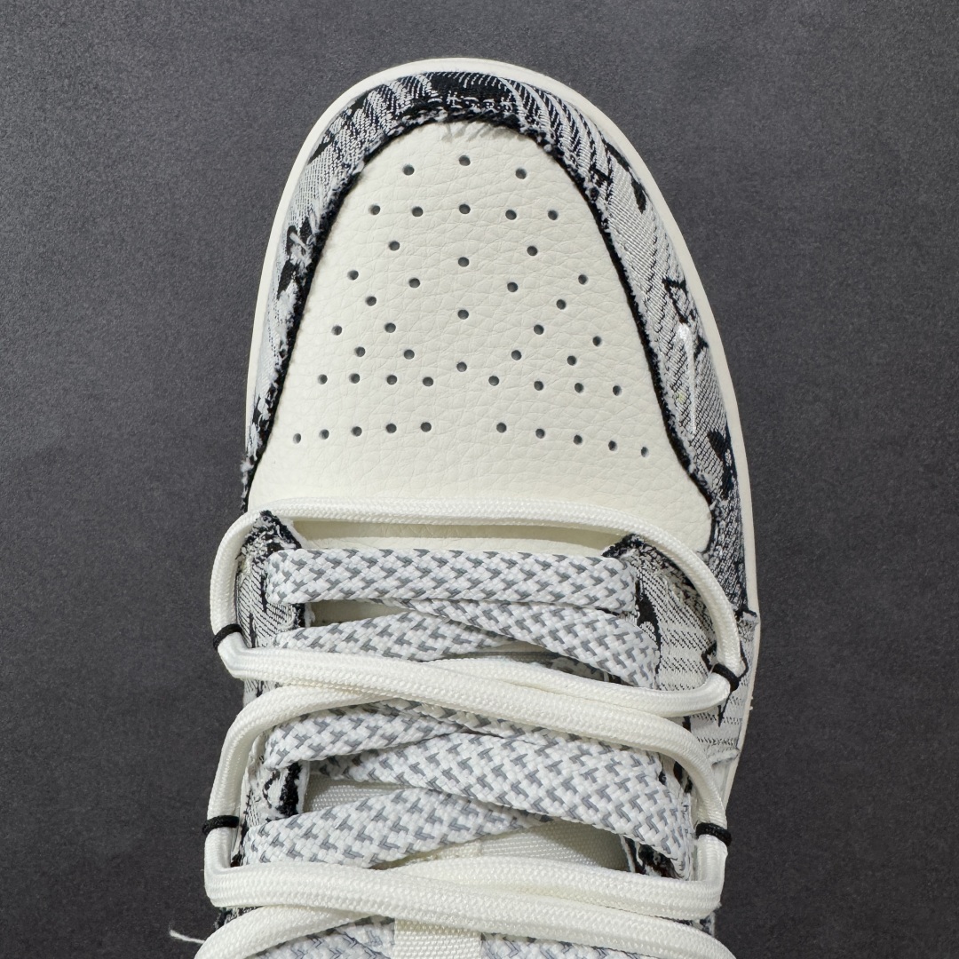 定制版Air Jordan 1 Low AJ1 乔1 LV联名 灰花布抽绳 高端定制 低帮复古篮球鞋  YX5066-372