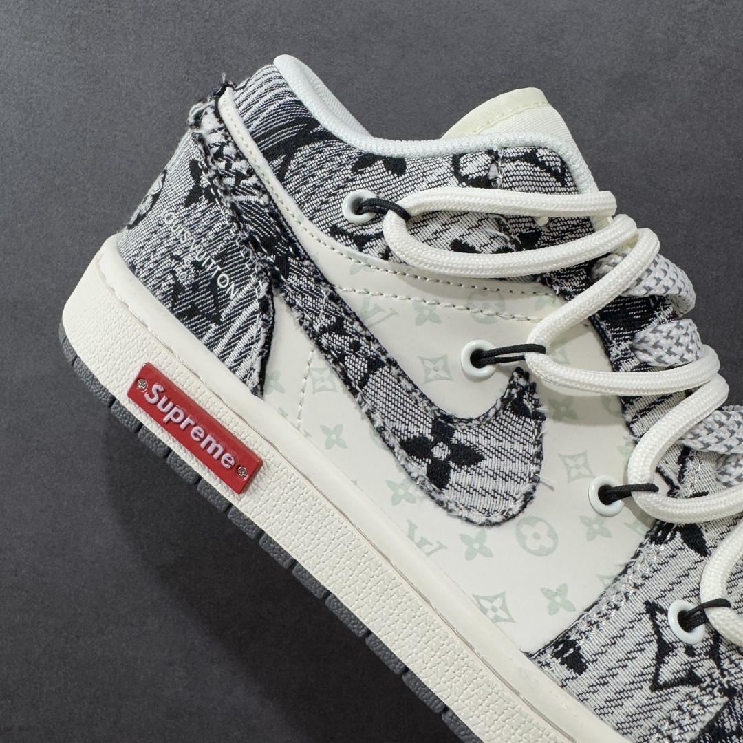 定制版Air Jordan 1 Low AJ1 乔1 LV联名 灰花布抽绳 高端定制 低帮复古篮球鞋  YX5066-372
