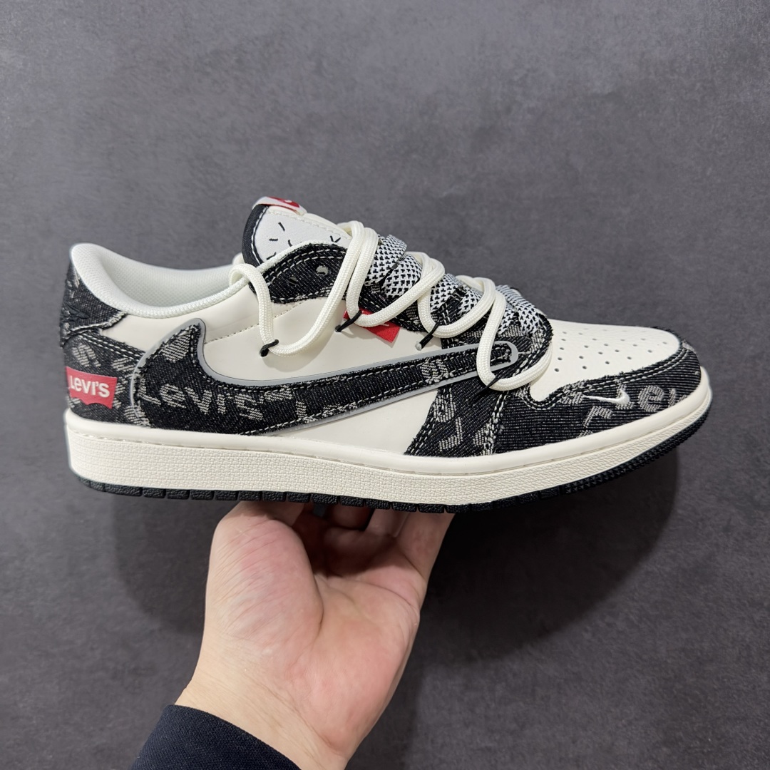 定制版Travis Scott x Fragment Design x Jordan Air Jordan 1 Low OG SP 李维斯联名——“米白黑帆布绑带”  HT5088-600