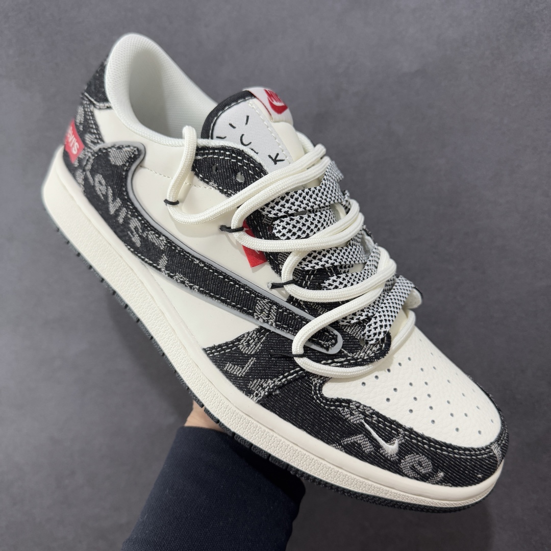 定制版Travis Scott x Fragment Design x Jordan Air Jordan 1 Low OG SP 李维斯联名——“米白黑帆布绑带”  HT5088-600