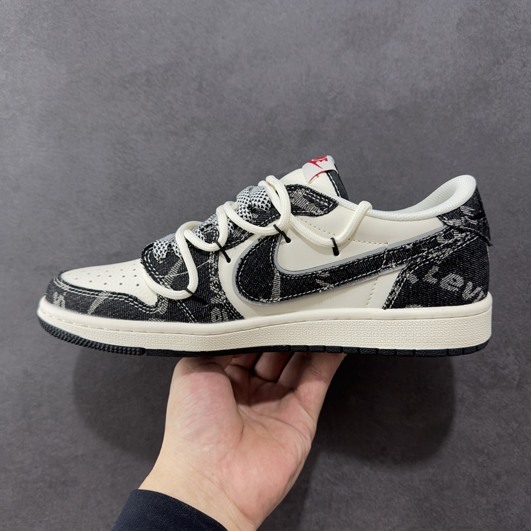 定制版Travis Scott x Fragment Design x Jordan Air Jordan 1 Low OG SP 李维斯联名——“米白黑帆布绑带”  HT5088-600