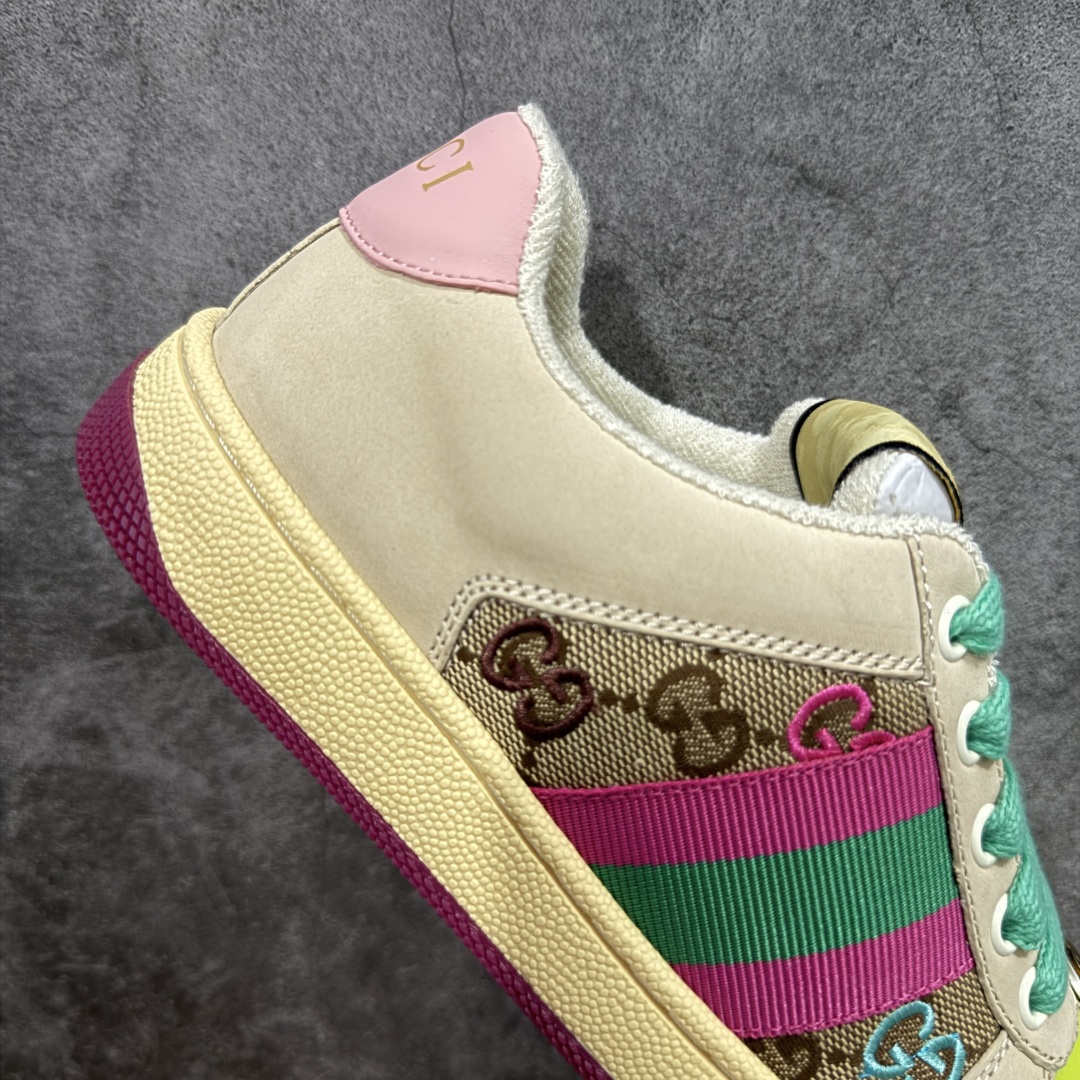 图片[7]-【专柜版/海淘代购版】Gucci做旧小脏鞋 ZP开发 原版开模 金属双G水晶圆柱形标 Gucci原版纹织带 真正水洗布标 鞋面擦色牛皮拼接经典双G布面料，皮面切口全油边封口工艺，原版毛巾布里细腻柔软更舒适透气，垫脚乳胶注塑一体，私模钢印，双色原版TPU大底(下层宽，上层窄) 配进口原版四边封干燥剂、原版18股鞋带，绿色盒子，与专柜配套包装一致 尺码：35-40-选品中心