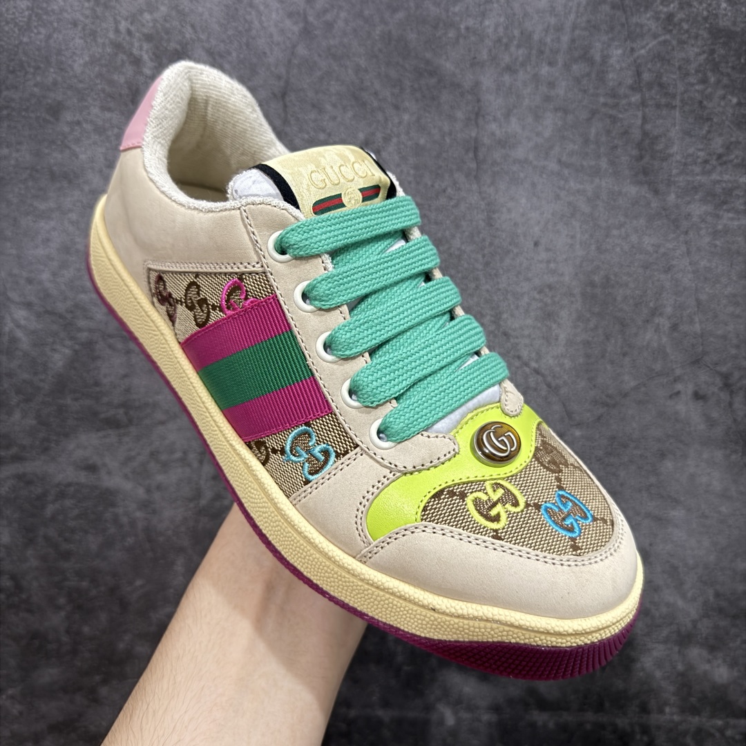 图片[3]-【专柜版/海淘代购版】Gucci做旧小脏鞋 ZP开发 原版开模 金属双G水晶圆柱形标 Gucci原版纹织带 真正水洗布标 鞋面擦色牛皮拼接经典双G布面料，皮面切口全油边封口工艺，原版毛巾布里细腻柔软更舒适透气，垫脚乳胶注塑一体，私模钢印，双色原版TPU大底(下层宽，上层窄) 配进口原版四边封干燥剂、原版18股鞋带，绿色盒子，与专柜配套包装一致 尺码：35-40-选品中心
