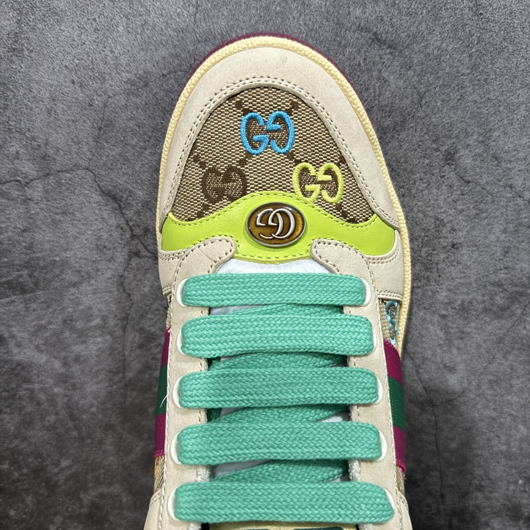 图片[5]-【专柜版/海淘代购版】Gucci做旧小脏鞋 ZP开发 原版开模 金属双G水晶圆柱形标 Gucci原版纹织带 真正水洗布标 鞋面擦色牛皮拼接经典双G布面料，皮面切口全油边封口工艺，原版毛巾布里细腻柔软更舒适透气，垫脚乳胶注塑一体，私模钢印，双色原版TPU大底(下层宽，上层窄) 配进口原版四边封干燥剂、原版18股鞋带，绿色盒子，与专柜配套包装一致 尺码：35-40-选品中心