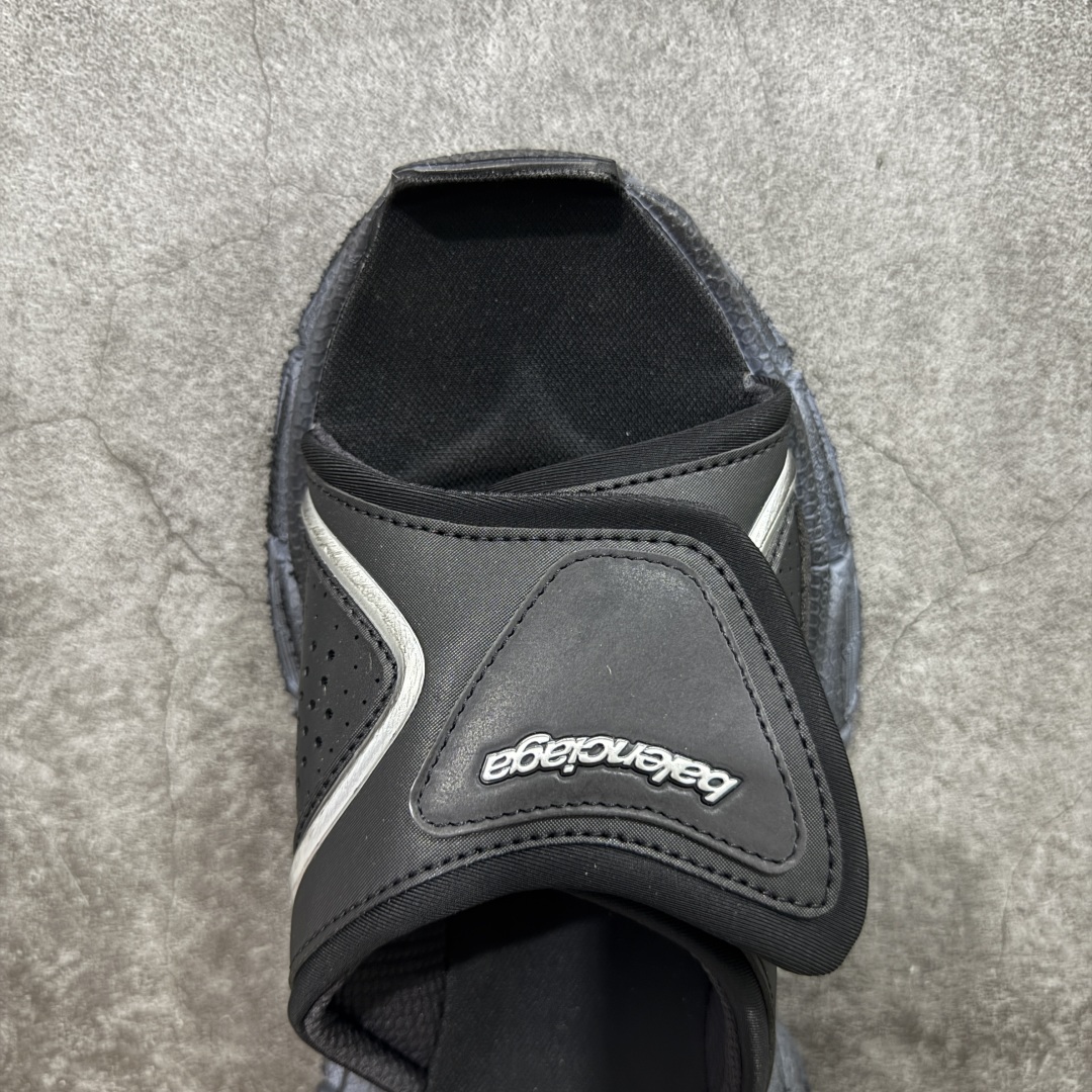 图片[5]-【纯原X版】Balenciaga巴黎世家 3XL 圆头套脚一字拖鞋 男款 黑色 原版原材料开发 正确做旧擦破组合底 超复杂做工 完美细节 尺码：35-45偏大2码-选品中心