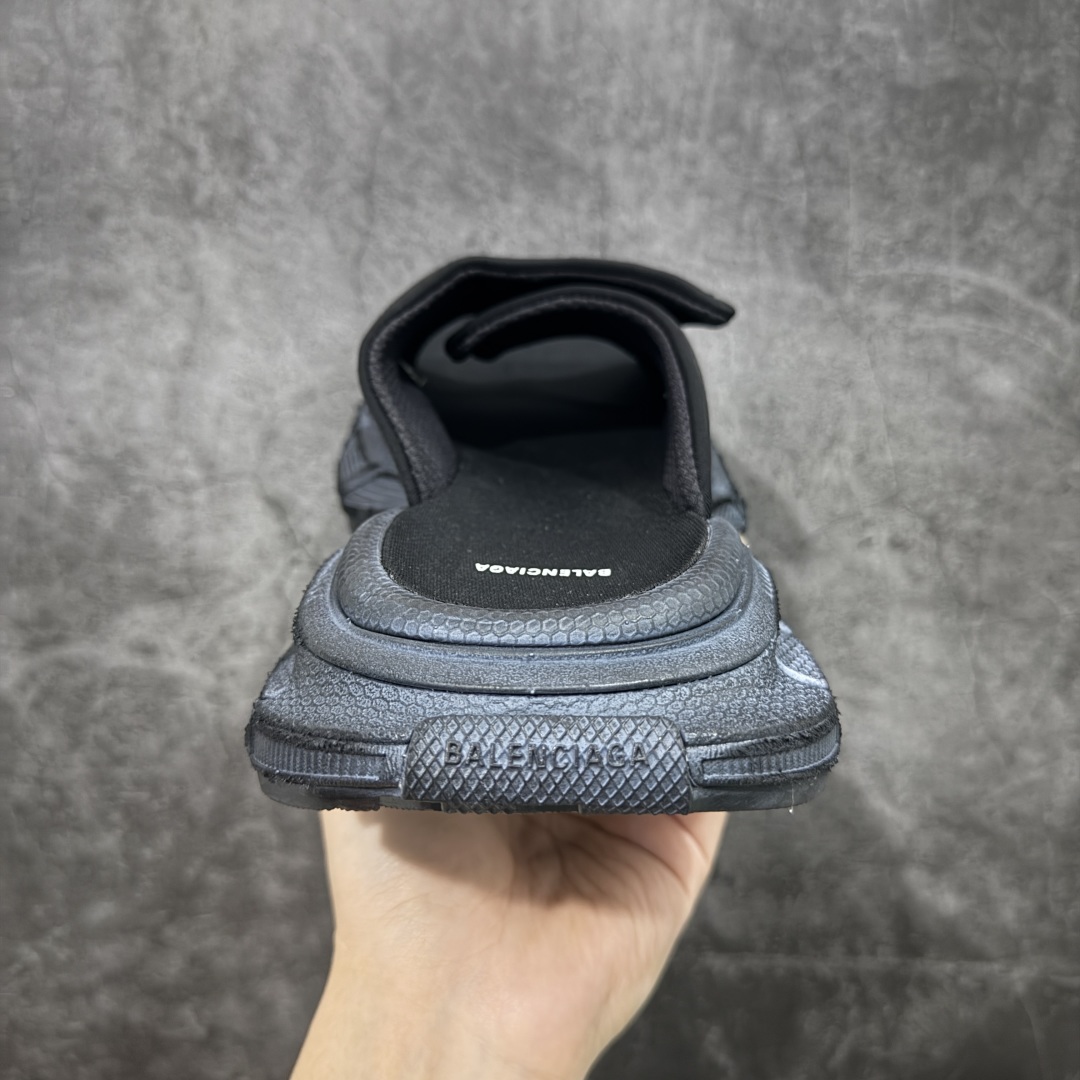 图片[4]-【纯原X版】Balenciaga巴黎世家 3XL 圆头套脚一字拖鞋 男款 黑色 原版原材料开发 正确做旧擦破组合底 超复杂做工 完美细节 尺码：35-45偏大2码-选品中心