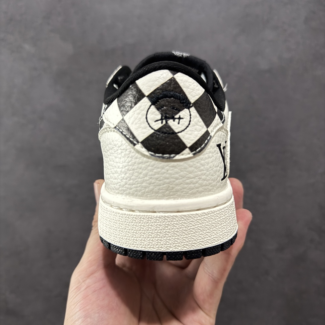  
【定制版】Travis Scott x Jordan 1 Low LV联名-白黑两小勾 倒勾低帮休闲