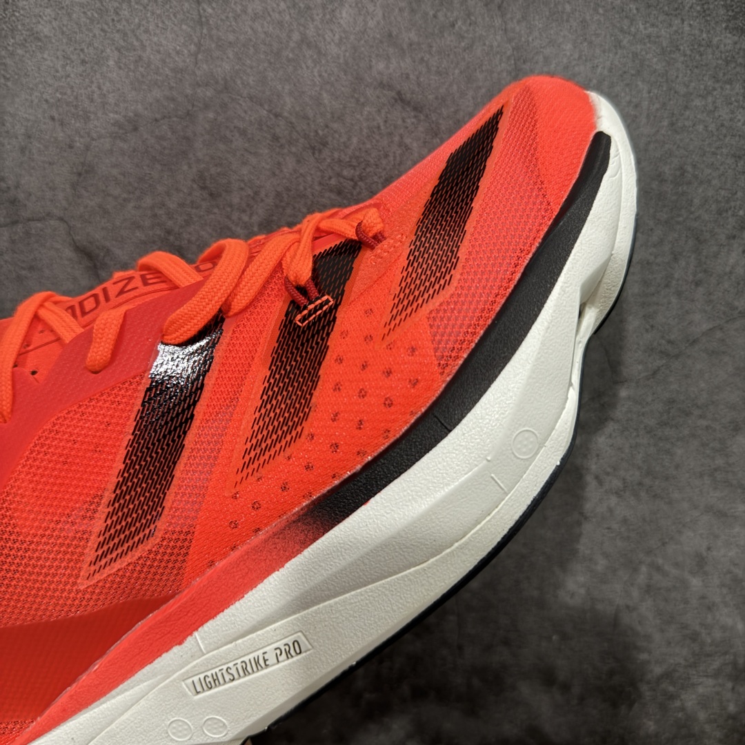 图片[6]-【HD真碳组合底】adidas Adizero Adios Pro 3 舒适百搭减震防滑耐磨 低帮 碳板 马拉松跑步鞋 波士顿3代夏季透气网眼竞速跑鞋 ID3634 延续爪型玻璃纤维推进系统 进化为全掌式的ENERGY RODS 2.0 从脚跟到脚趾的一体成形设计 强化整体推进力 提升速度表现 升级透气鞋面更具支撑性 利用ENGINEERED MESH技术进行不同密度织纹 强化支撑性 更使用50%以上的回收材料製成 减低塑料浪费 此外变薄的鞋舌为前掌提供更多空间 提供跑者更好的穿着感受 马牌轮胎大底耐磨性佳 大底全掌采用耐磨的Continental马牌轮胎大底 在各种环境下保有良好抓地力 尺码：36-45-选品中心