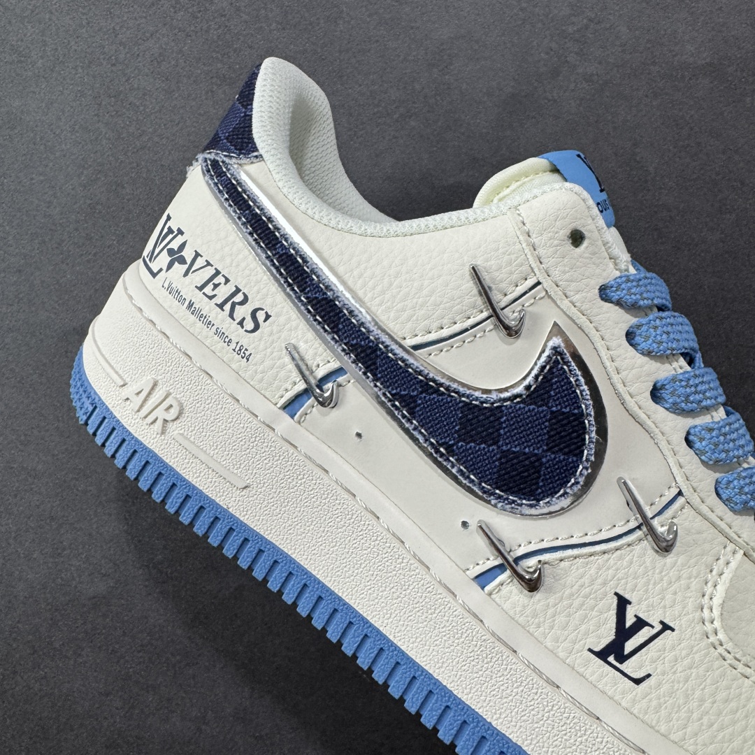 图片[6]-【定制版】NIke Air Force 1 \’07 Low “LV联名——米蓝四勾”空军一号 低帮 运动鞋 休闲鞋 折边针车 工艺难度大 原楦头原纸板 原装鞋盒 定制五金配件 内置全掌气垫 原厂鞋底 货号：XS2869-003 尺码：36 36.5 37.5 38 38.5 39 40 40.5 41 42 42.5 43 44 44.5 45 编码：HXSB320330-选品中心