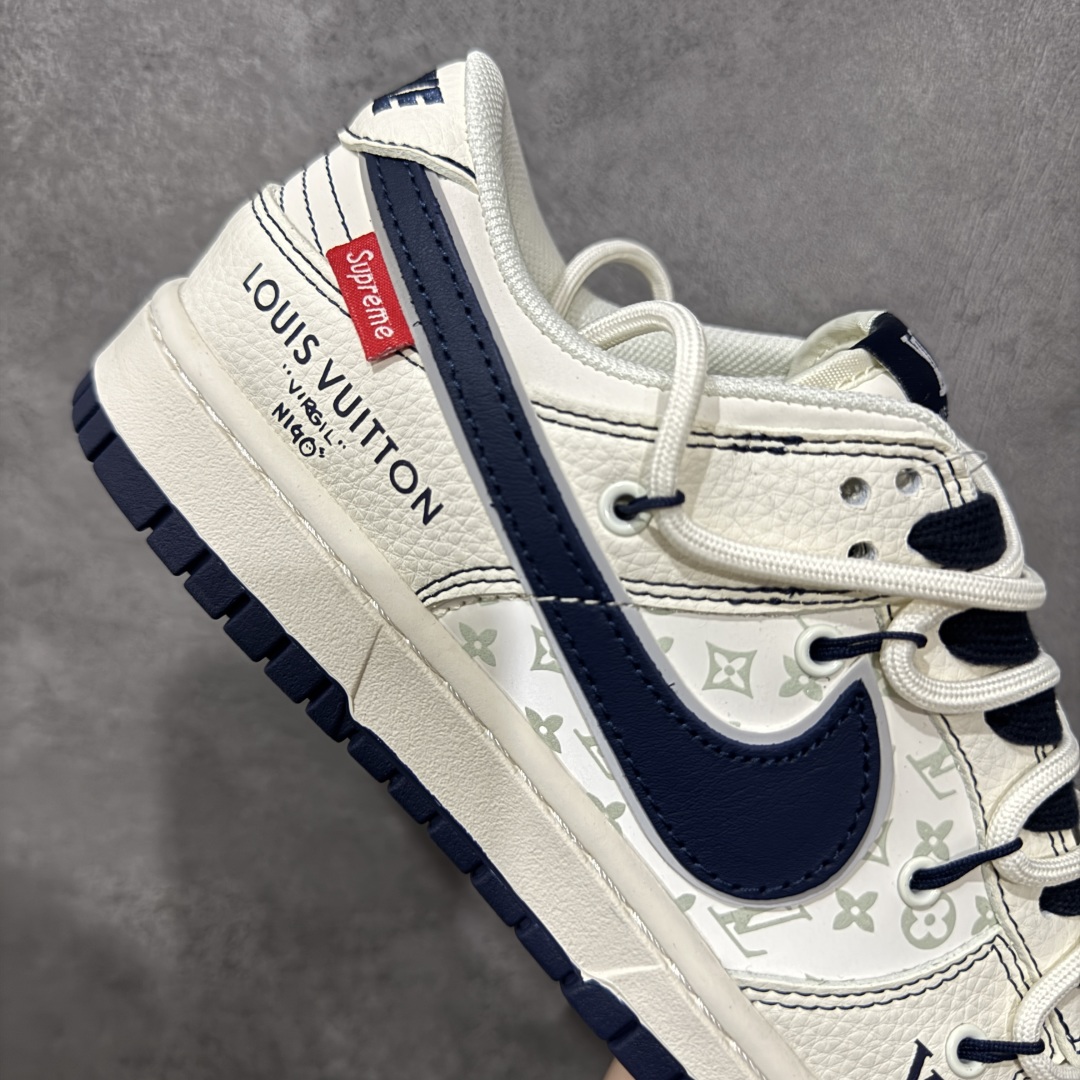 图片[7]-【定制版】Nike SB Dunk Low LV联名 海军蓝抽绳 周年高端定制 低帮休闲板鞋  #定制鞋盒 大厂纯原品质出货 超高清洁度 皮料切割干净无任何毛边 细节完美 货号：YX5066-370  尺码：36 36.5 37.5 38 38.5 39 40 40.5 41 42 42.5 43 44 44.5 45-选品中心