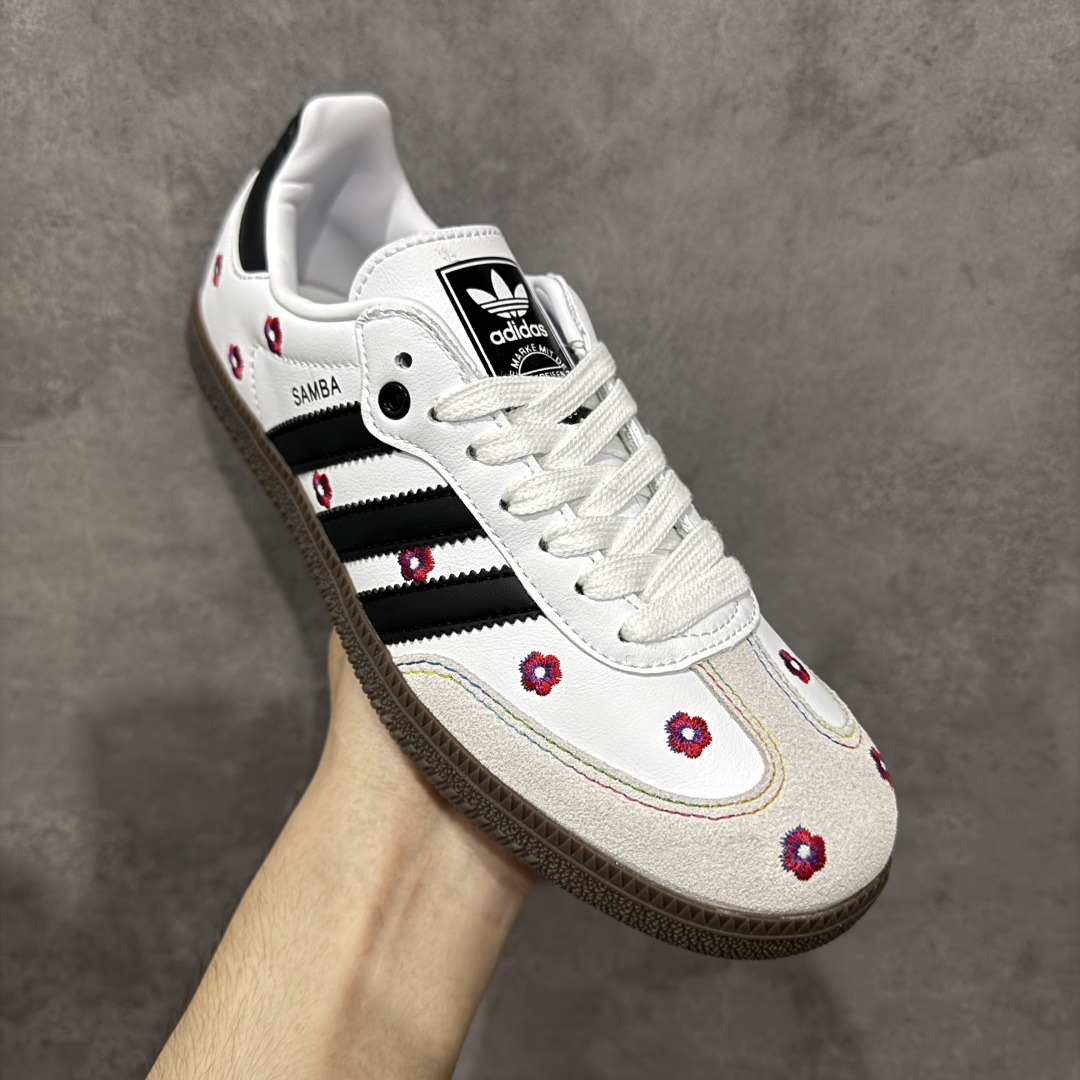 图片[3]-【定制版】Adidas originals Samba OG 灰白小花 此款以简约大方的造型设计，给人以随性休闲的时尚格调，穿着舒适轻便，运动灵活自如，蓝满足日常个性穿搭。 货号：IF4391 尺码：35 36 36.5 37 38 38.5 39 40-选品中心