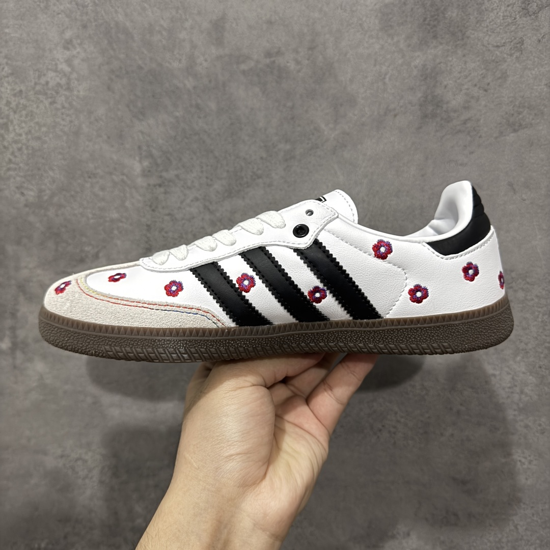 图片[2]-【定制版】Adidas originals Samba OG 灰白小花 此款以简约大方的造型设计，给人以随性休闲的时尚格调，穿着舒适轻便，运动灵活自如，蓝满足日常个性穿搭。 货号：IF4391 尺码：35 36 36.5 37 38 38.5 39 40-选品中心