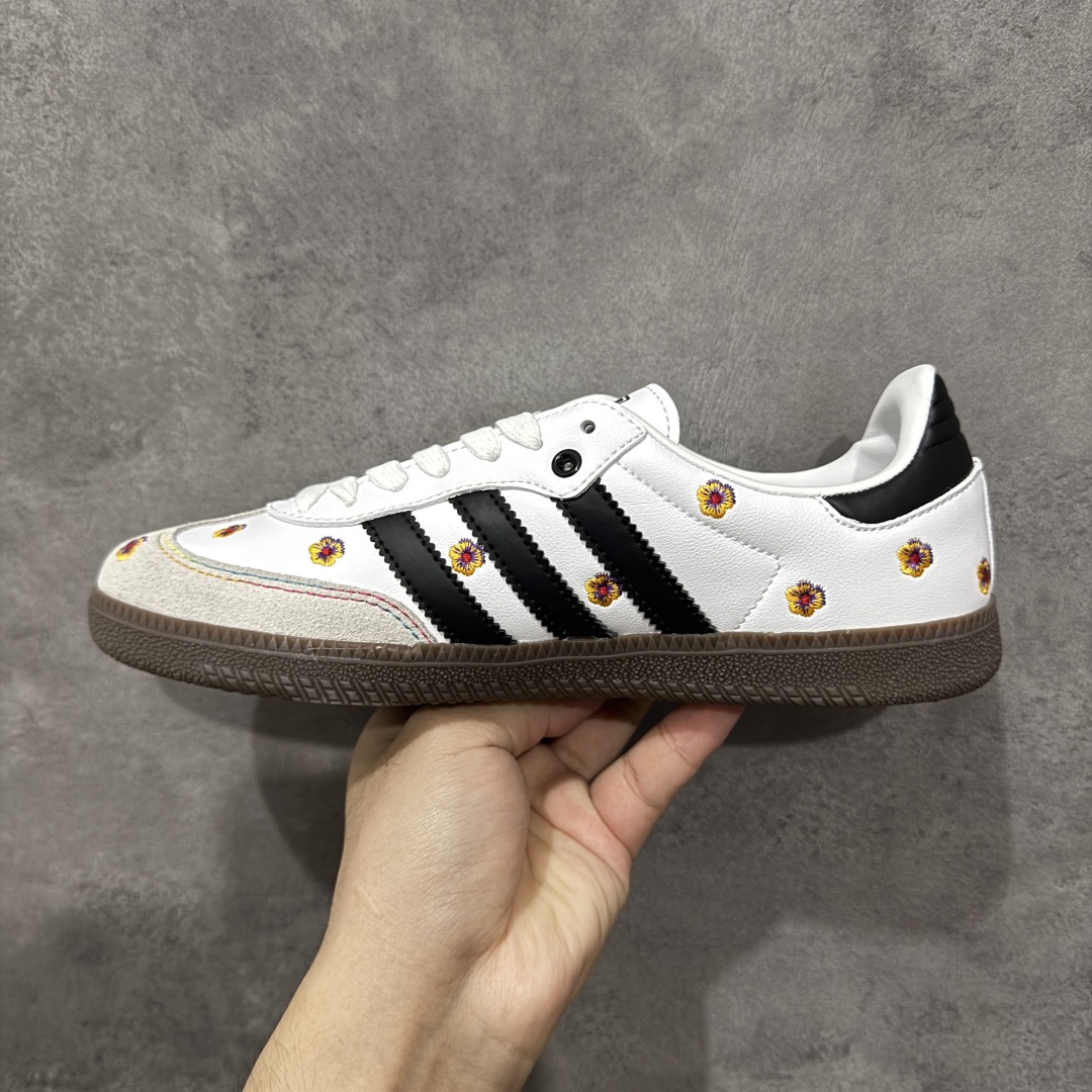 图片[2]-【定制版】Adidas originals Samba OG 灰白小花 此款以简约大方的造型设计，给人以随性休闲的时尚格调，穿着舒适轻便，运动灵活自如，蓝满足日常个性穿搭。 货号：IF4398 尺码：35 36 36.5 37 38 38.5 39 40-选品中心