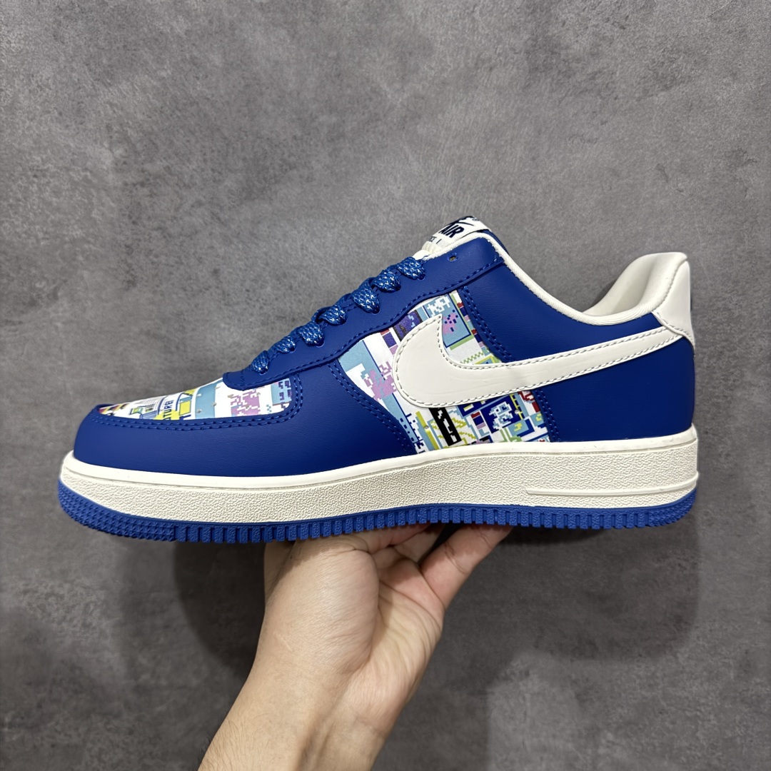 图片[2]-【定制版】Nike Air Force 1\’07 Low 耐克联名 双拼蓝白勾 空军一号低帮休闲板鞋  #原楦头原纸板 原装鞋盒 定制五金配件 内置全掌气垫 原厂鞋底 货号：KJ1688-009  尺码：36 36.5 37.5 38 38.5 39 40 40.5 41 42 42.5 43 44 44.5 45-选品中心