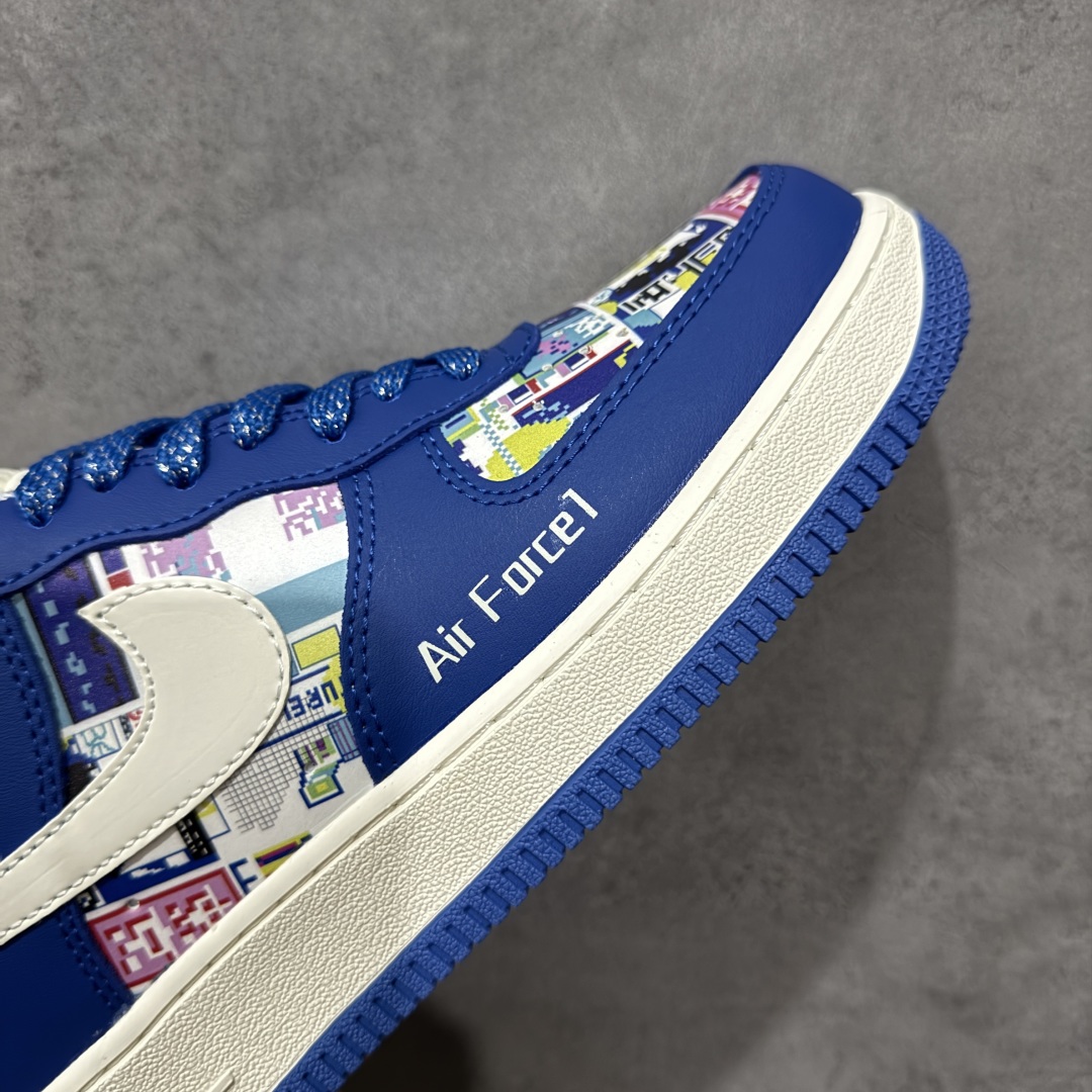图片[6]-【定制版】Nike Air Force 1\’07 Low 耐克联名 双拼蓝白勾 空军一号低帮休闲板鞋  #原楦头原纸板 原装鞋盒 定制五金配件 内置全掌气垫 原厂鞋底 货号：KJ1688-009  尺码：36 36.5 37.5 38 38.5 39 40 40.5 41 42 42.5 43 44 44.5 45-选品中心
