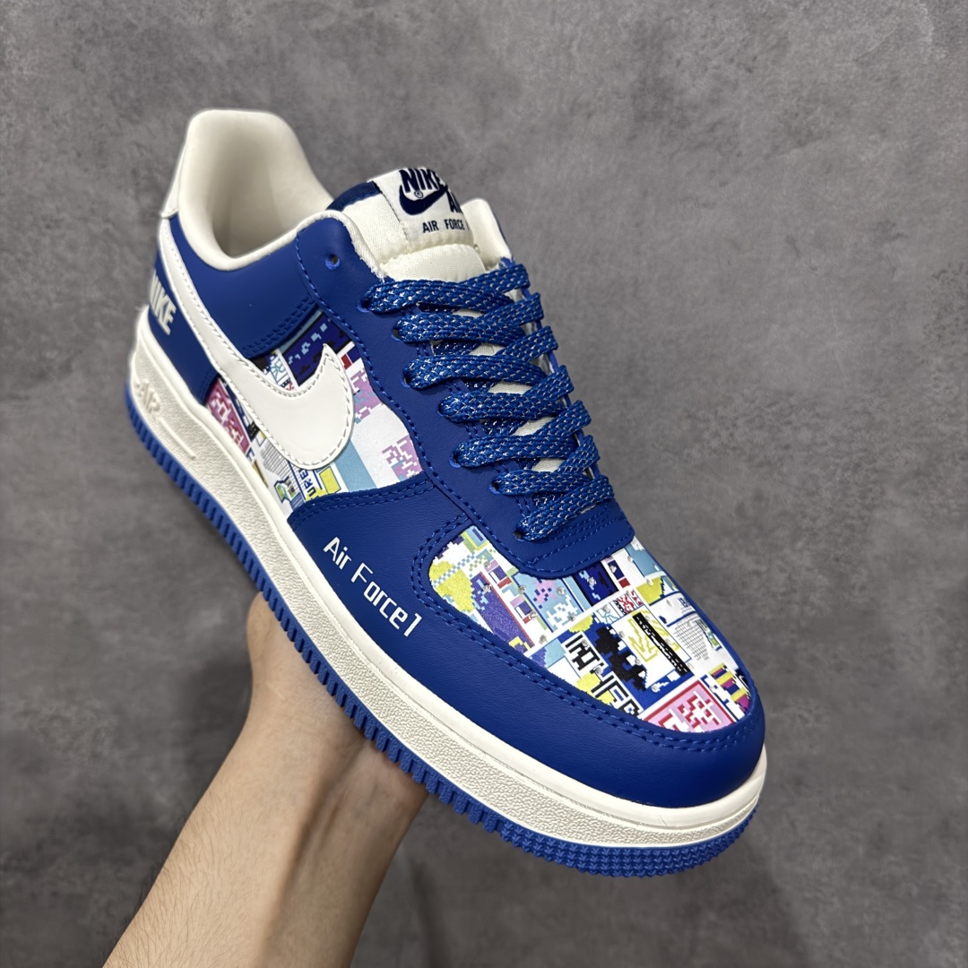 图片[3]-【定制版】Nike Air Force 1\’07 Low 耐克联名 双拼蓝白勾 空军一号低帮休闲板鞋  #原楦头原纸板 原装鞋盒 定制五金配件 内置全掌气垫 原厂鞋底 货号：KJ1688-009  尺码：36 36.5 37.5 38 38.5 39 40 40.5 41 42 42.5 43 44 44.5 45-选品中心
