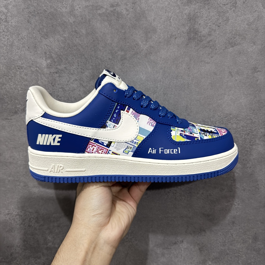【定制版】Nike Air Force 1\'07 Low 耐克联名 双拼蓝白勾 空军一号低帮休闲板鞋  #原楦头原纸板 原装鞋盒 定制五金配件 内置全掌气垫 原厂鞋底 货号:KJ1688-009  尺码:36 36.5 37.5 38 38.5 39 40 40.5 41 42 42.5 43 44 44.5 45-选品中心