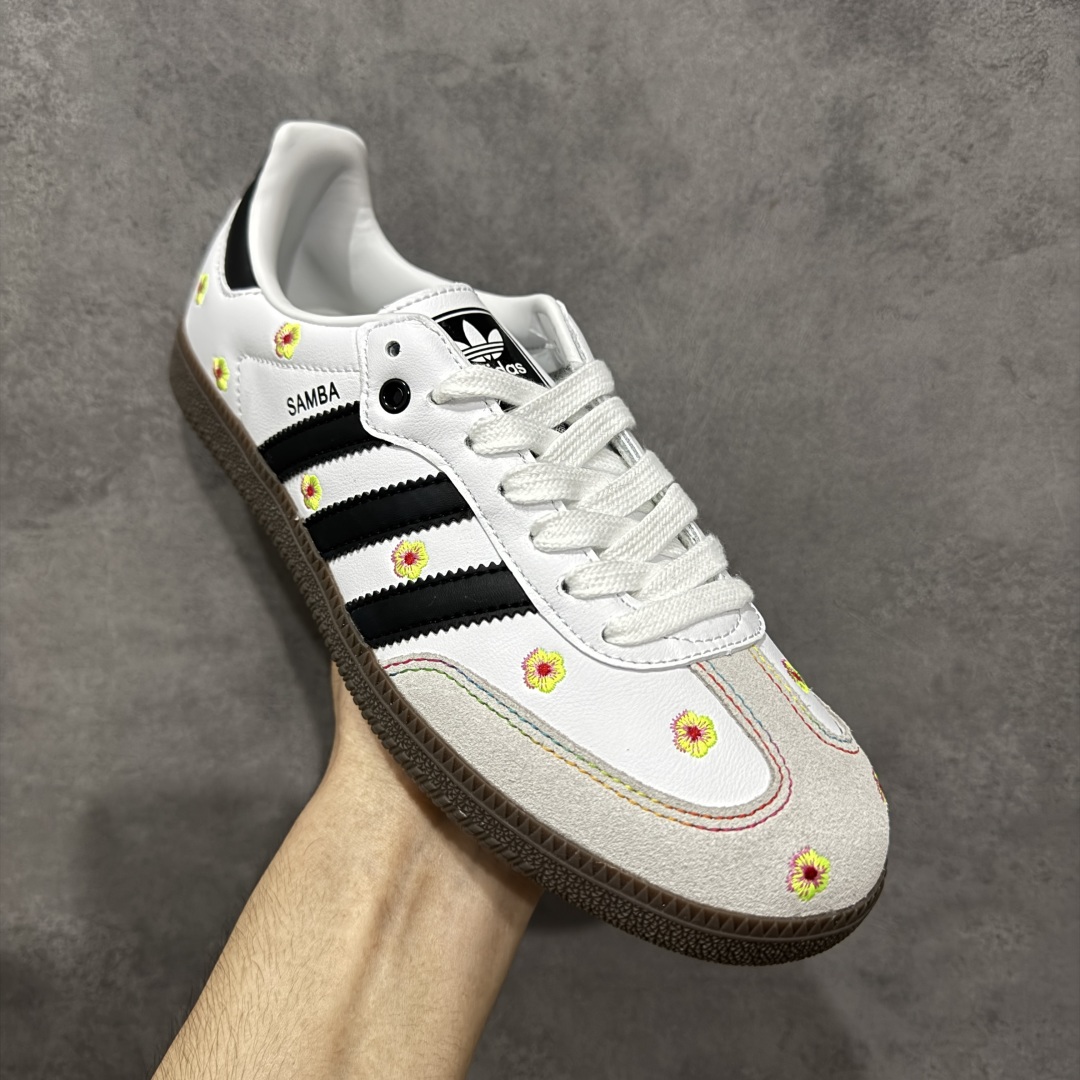 图片[3]-【定制版】Adidas originals Samba OG 灰白小花 此款以简约大方的造型设计，给人以随性休闲的时尚格调，穿着舒适轻便，运动灵活自如，蓝满足日常个性穿搭。 货号：IF4396 尺码：35 36 36.5 37 38 38.5 39 40-选品中心