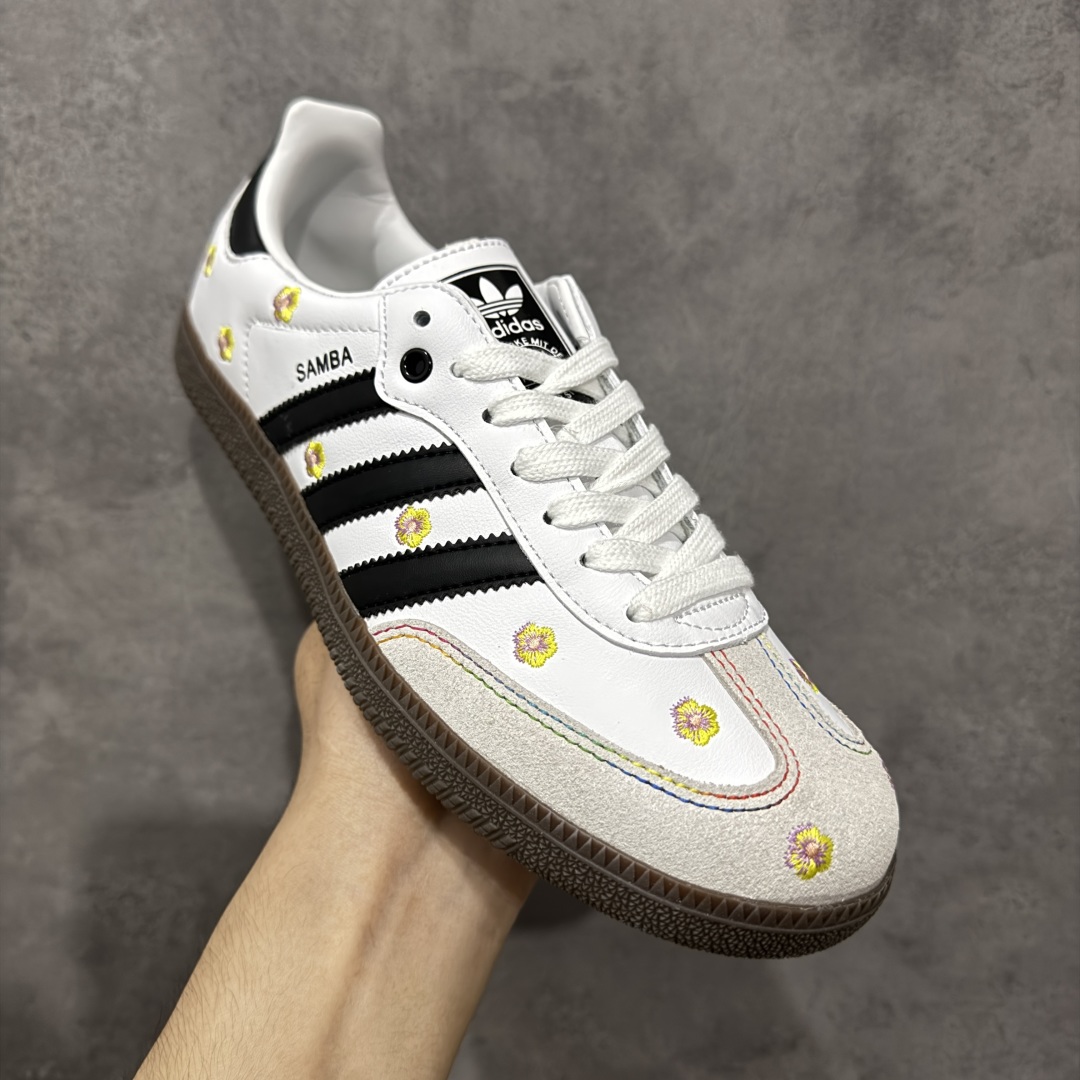 图片[3]-【定制版】Adidas originals Samba OG 灰白小花 此款以简约大方的造型设计，给人以随性休闲的时尚格调，穿着舒适轻便，运动灵活自如，蓝满足日常个性穿搭。 货号：IF4395 尺码：35 36 36.5 37 38 38.5 39 40-选品中心