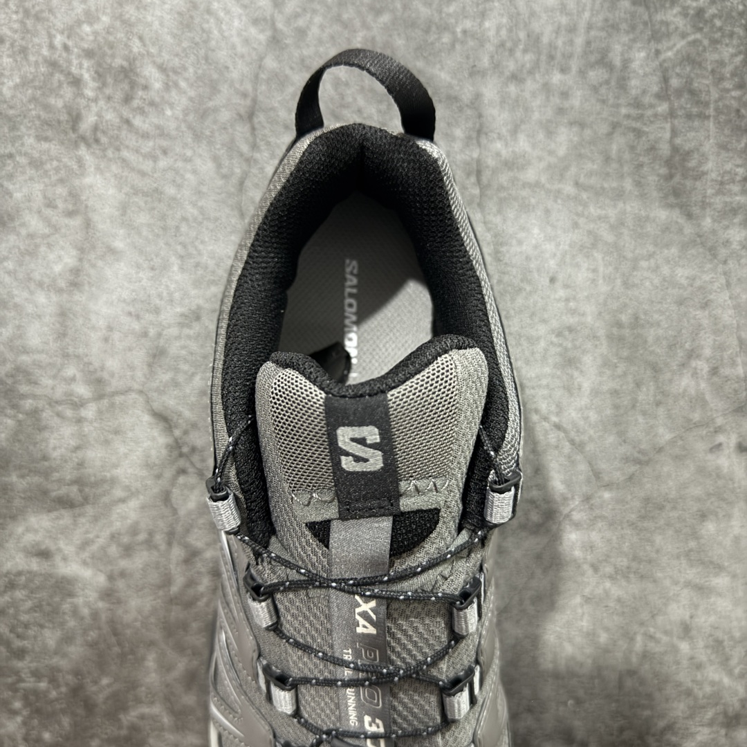 图片[8]-【巅峰版】SALOMON XA Pro 3D 灰黑色 475875 萨洛蒙潮流越野机能户外功能鞋 纯原外贸平台特供订单 耗时半年巨作 全套原纸板楦头开发 原厂特供网布配套加持 确保原汁原味 完美呈现版型 原档数据独家私模五层组合大底 男女鞋同步官方开发 原装Ortholite轻量化鞋垫 中底布带钢印编号 原厂TPU锁扣 进口港宝加持 后跟自然饱满 还原公司包裹性 鞋面采用SENSIFT贴合技术 全方位贴合包裹脚型 鞋跟部鞋底牵引设计 提供强大的抓地性能 更适应野外崎岖不平的道路 其3D ADVANCED CHASSIS底盘 材料轻量大化 钉齿设计更具稳定性 防护性 鞋底易磨损区运用CONTAGRIP高耐磨材料 应对城市硬质路面长距离跑考验 尺码：36 36.5 37.5 38 38.5 39 40 40.5 41 42 42.5 43 44 44.5 45-选品中心