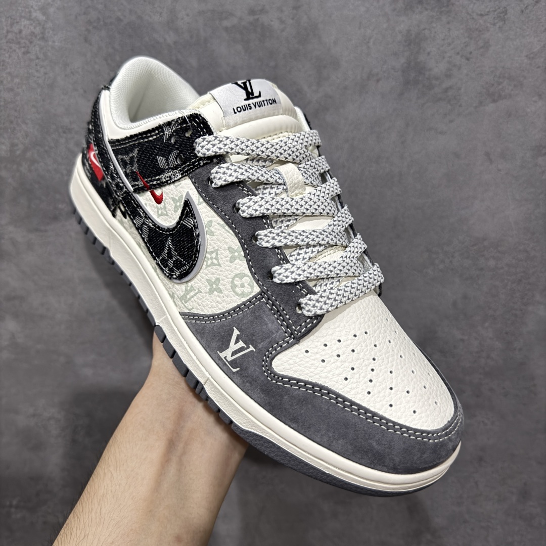  
【定制版】Nike SB Dunk Low x  Louis Vuitton 灰白黑牛仔双小勾满天星