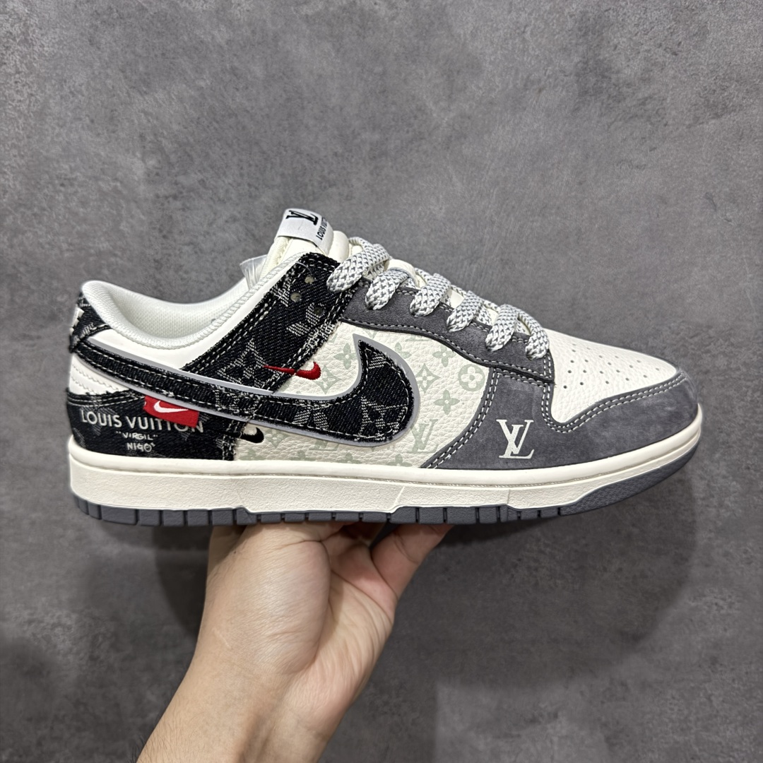  
【定制版】Nike SB Dunk Low x  Louis Vuitton 灰白黑牛仔双小勾满天星