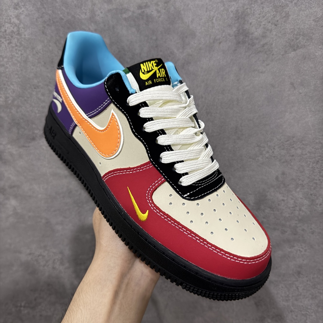  
【定制版】Nike Air Force 1'07 Low Supreme联名 红黄紫 空军一号低帮休