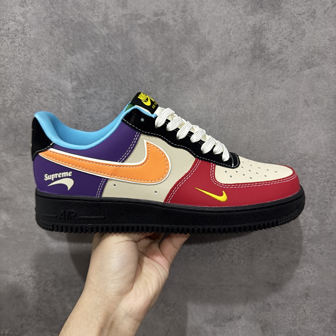  
【定制版】Nike Air Force 1'07 Low Supreme联名 红黄紫 空军一号低帮休