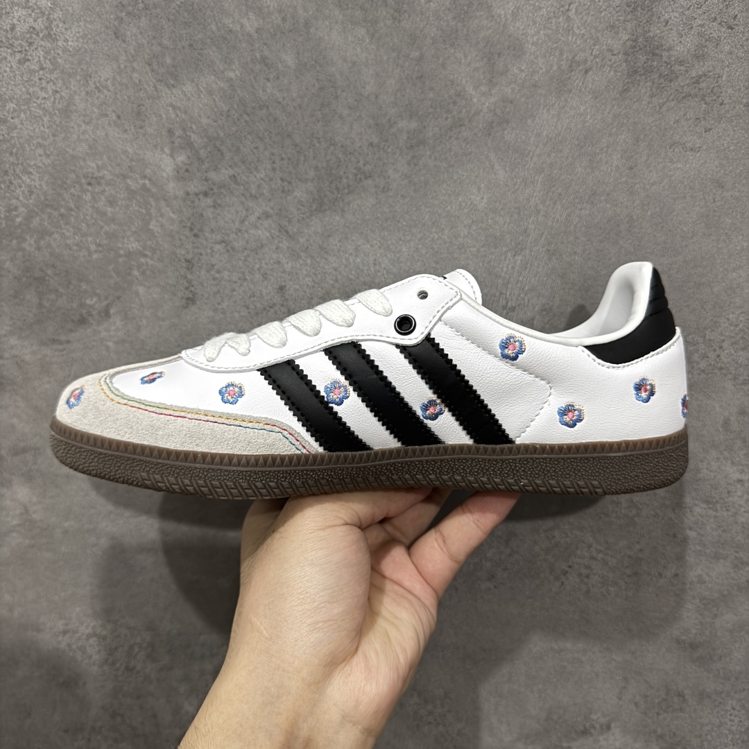 图片[2]-【定制版】Adidas originals Samba OG 灰白小花 此款以简约大方的造型设计，给人以随性休闲的时尚格调，穿着舒适轻便，运动灵活自如，蓝满足日常个性穿搭。 货号：IF4392 尺码：35 36 36.5 37 38 38.5 39 40-选品中心