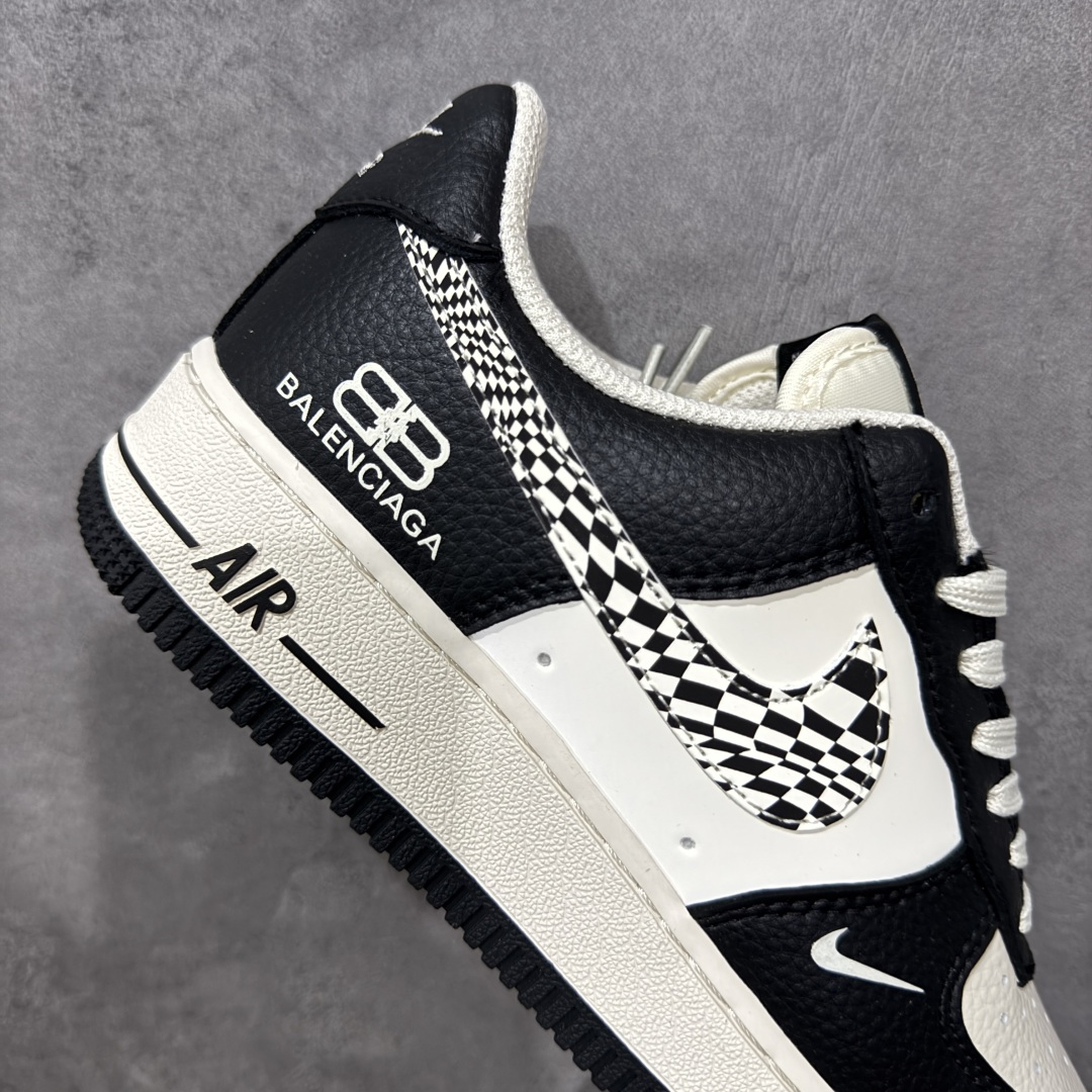 定制版Nike Air Force 1'07 Low 巴黎世家联名 米黑创意勾 空军一号低帮休闲板鞋  HJ3318-003