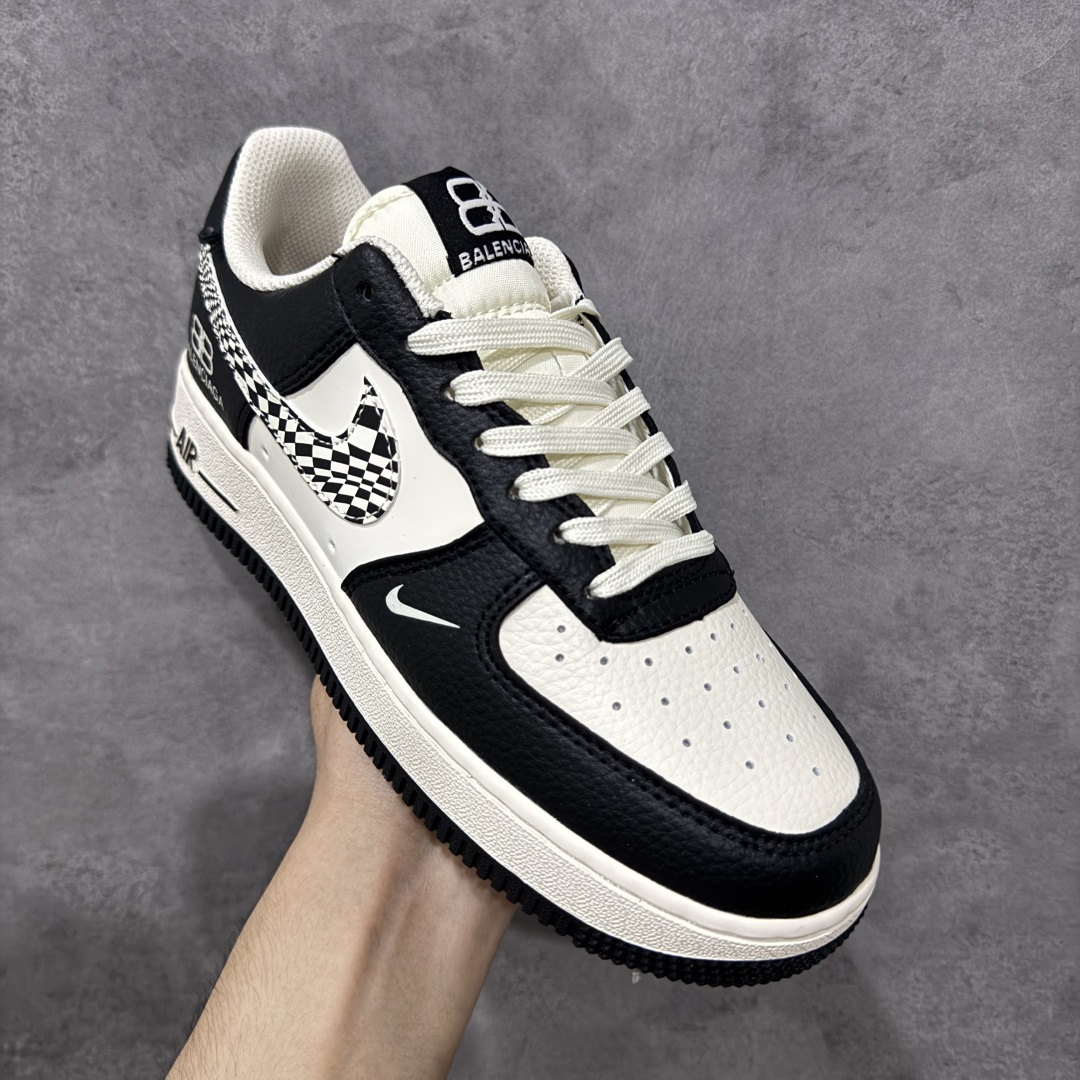 定制版Nike Air Force 1'07 Low 巴黎世家联名 米黑创意勾 空军一号低帮休闲板鞋  HJ3318-003