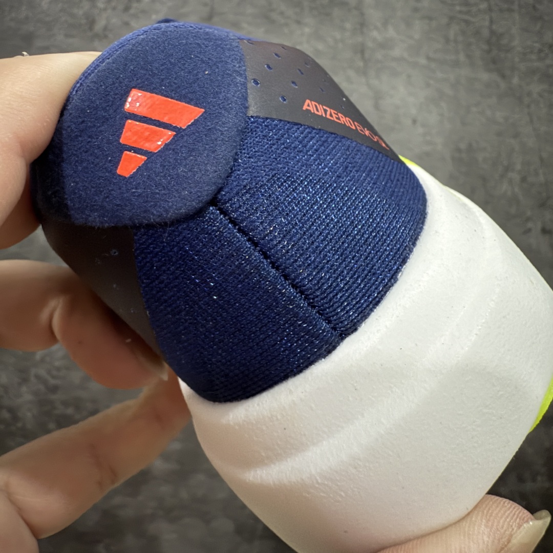 图片[2]-【PK版】AD Adizero Evo SL M 零度系列马拉松轻量竞速运动跑鞋 JP3415 蓝黄 原材料 内置碳板 原厂网纱潮流 超临界发泡大底 脚感软弹度与原版非常接近 细节目前市场最接近原版品质 尺码：36 36.5 37.5 38 38.5 39 40 40.5 41 42 42.5 43 44 44.5 45 46-选品中心