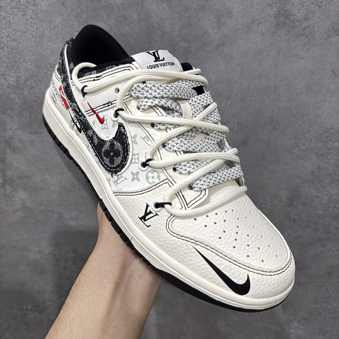 定制版Nike SB Dunk Low LV联名 黑帆布抽绳 周年高端定制 低帮休闲板鞋 YX5066-380